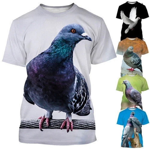 Pigeon Animal Bird Harajuku 3D womens/mens Short Sleeve T-Shirt Casual Tops Tee Unisex T-shirt, Sweatshirt, Hoodie, Long Sleeve Tee - T-Shirt, Sweatshirt, Hoodie