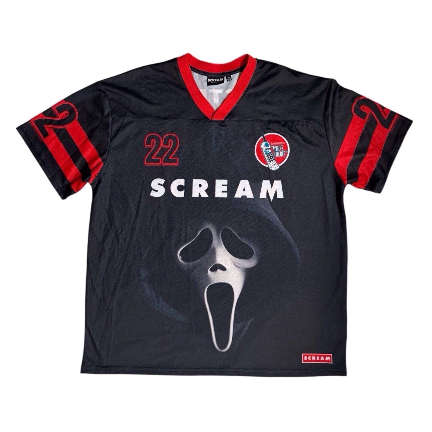 Scream Ghostface  Short Sleeve Front Back Graphic Soccer Jersey Men's size XL Unisex T-shirt, Sweatshirt, Hoodie, Long Sleeve Tee - T-Shirt, Sweatshirt, Hoodie