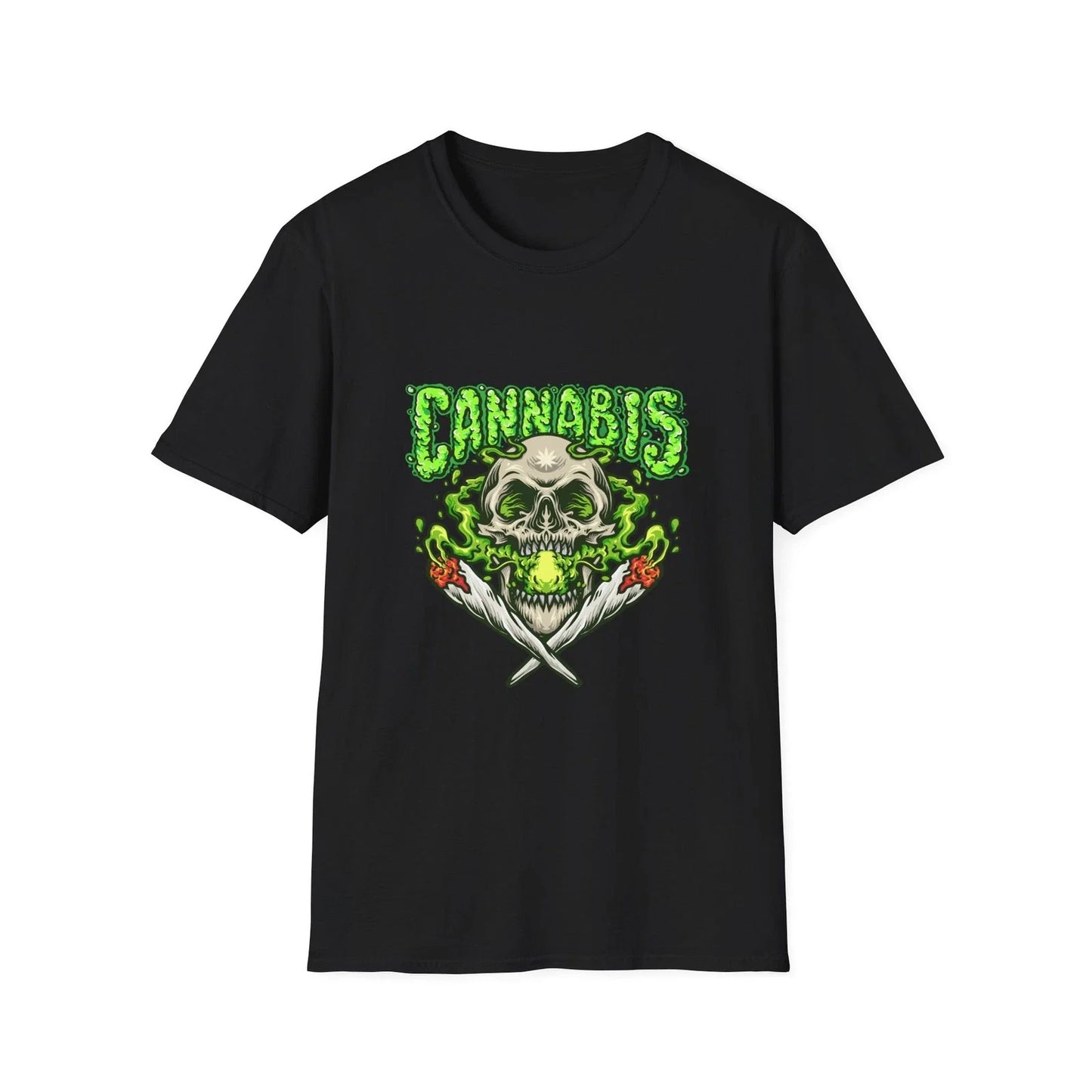 Cannabis Skull Unisex Softstyle T-Shirt, Cool Graphic Tee, Hipster Shirt Unisex T-shirt, Sweatshirt, Hoodie, Long Sleeve Tee - T-Shirt, Sweatshirt, Hoodie