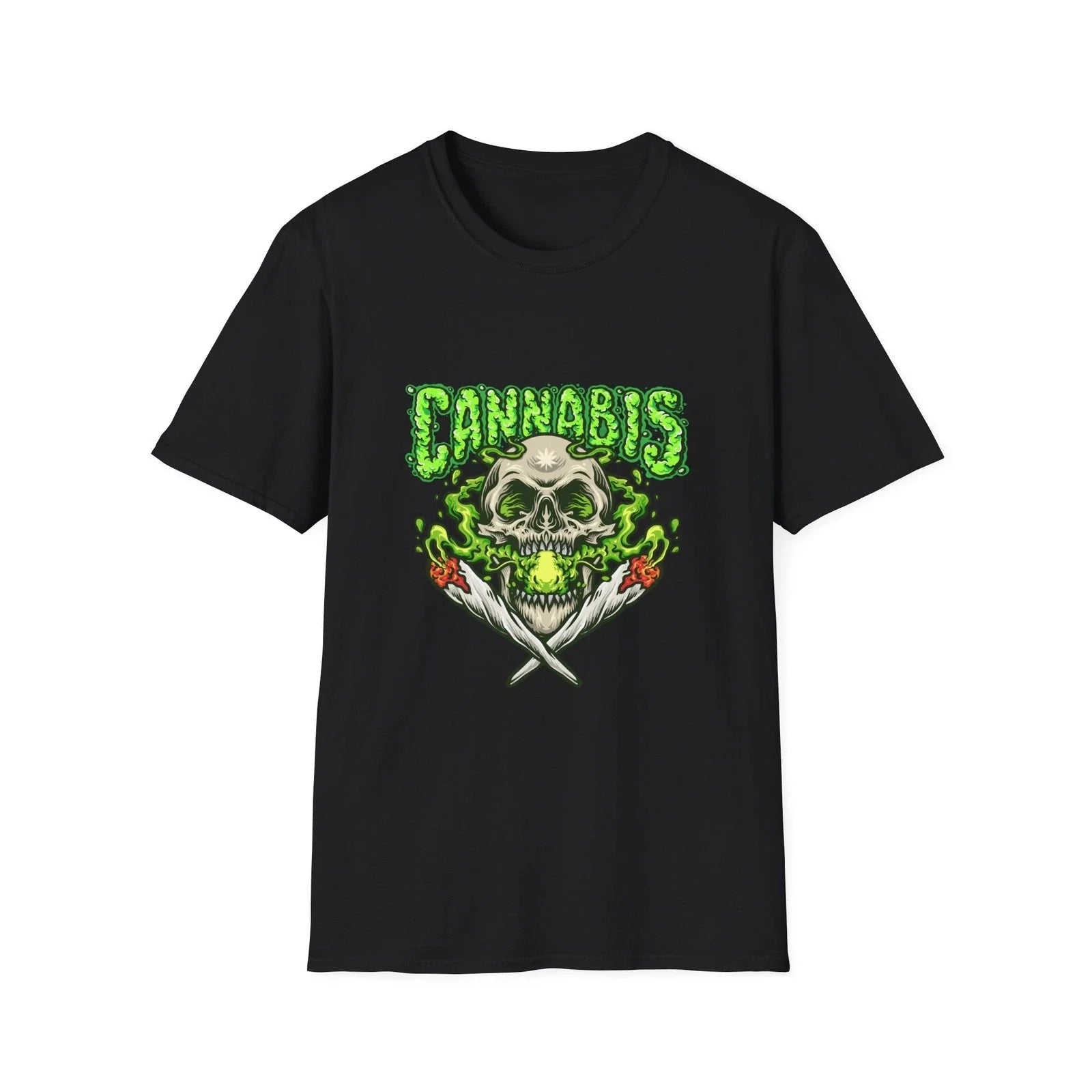 Cannabis Skull Unisex Softstyle T-Shirt, Cool Graphic Tee, Hipster Shirt Unisex T-shirt, Sweatshirt, Hoodie, Long Sleeve Tee - T-Shirt, Sweatshirt, Hoodie