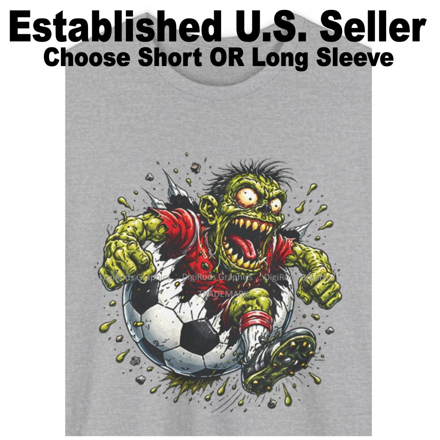 Soccer Zombie Team Player Ball Blast DigiRods Funny Cartoon T Shirt Unisex T-shirt, Sweatshirt, Hoodie, Long Sleeve Tee - T-Shirt, Sweatshirt, Hoodie