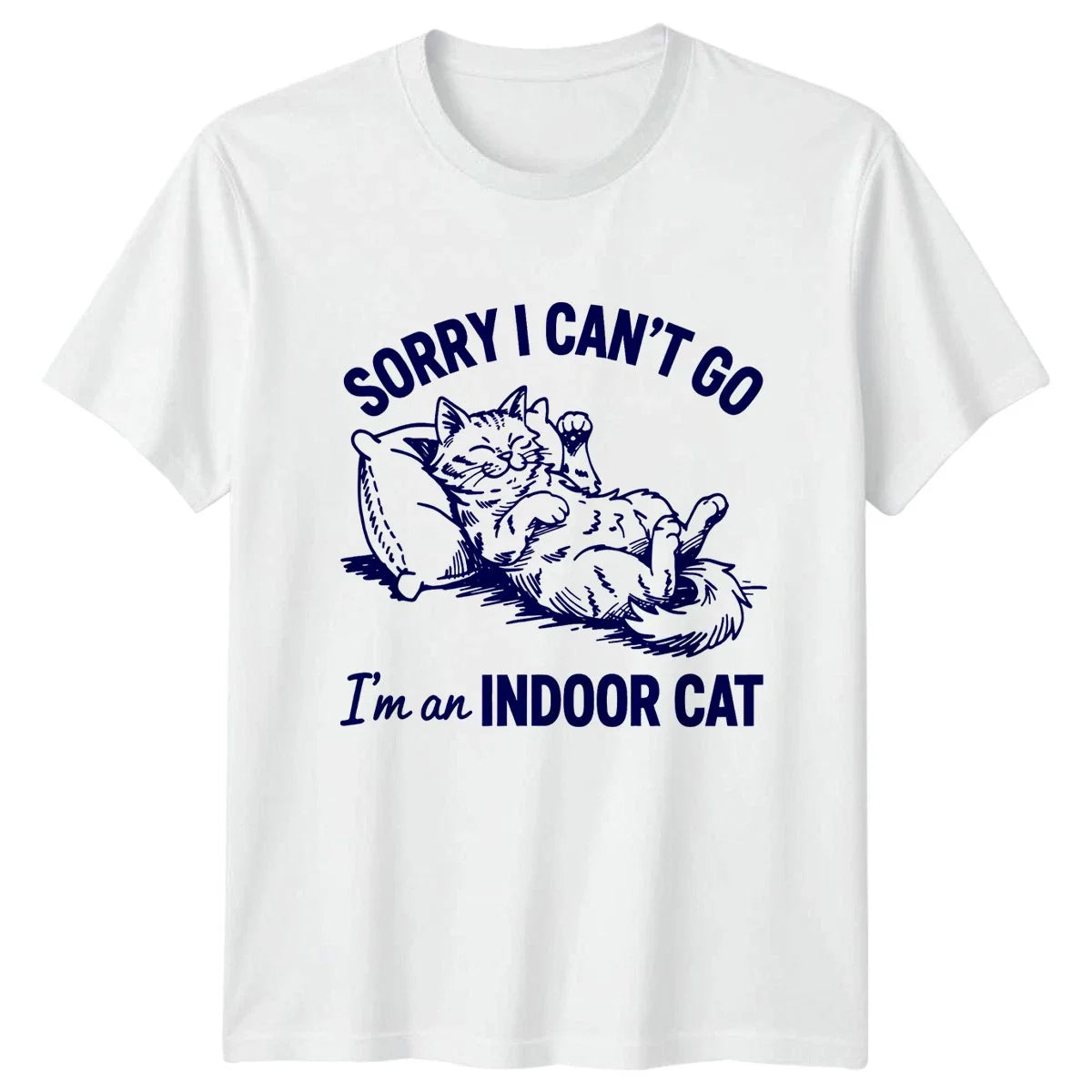 Sorry I Cant Go Im T-Shirt Introvert Humor Cat Birthday Gift For Him And Her Unisex T-shirt, Sweatshirt, Hoodie, Long Sleeve Tee - T-Shirt, Sweatshirt, Hoodie