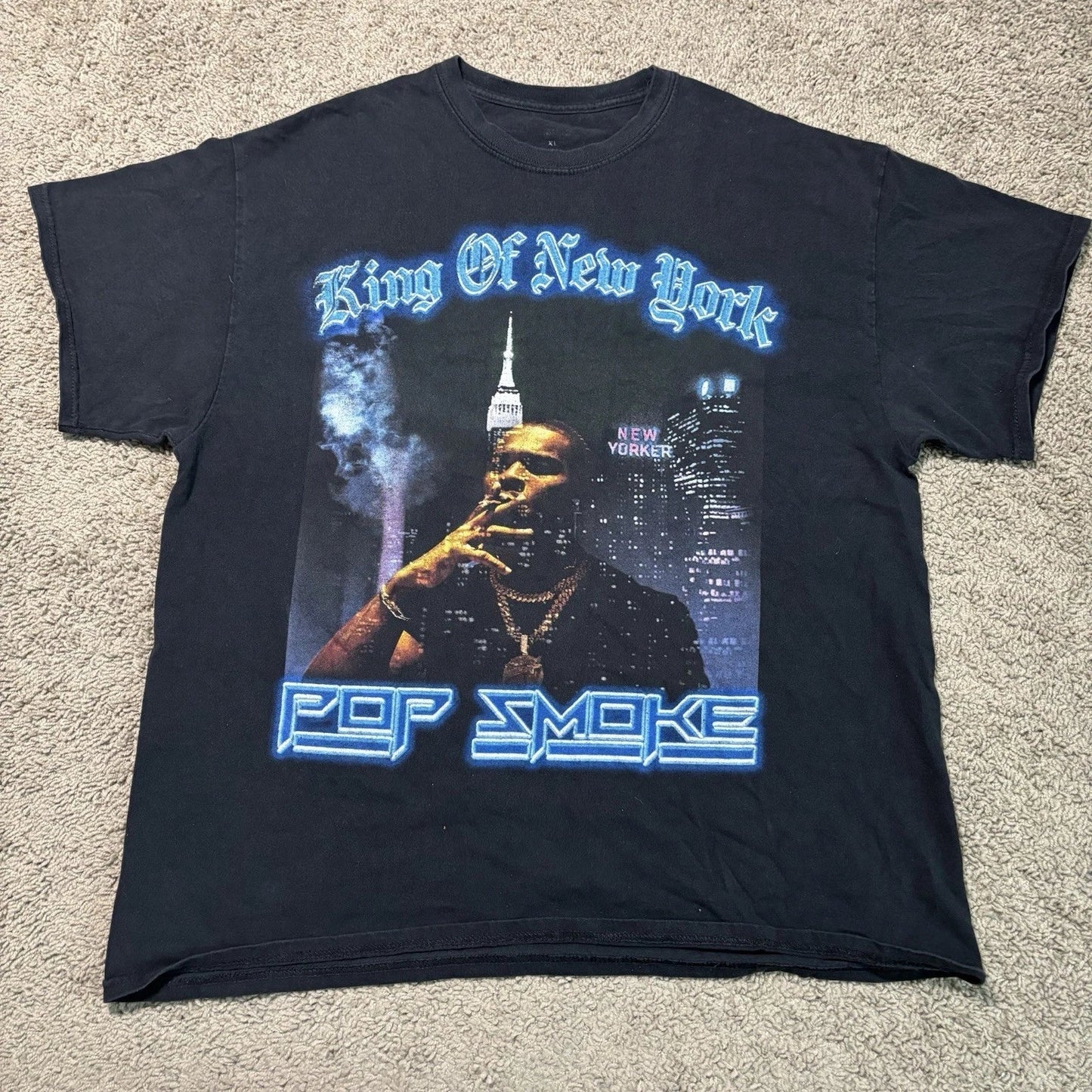 Pop Smoke King Of New York T-Shirt Mens XL Black Rap Tee Drill Music Hip Hop Unisex T-shirt, Sweatshirt, Hoodie, Long Sleeve Tee - T-Shirt, Sweatshirt, Hoodie