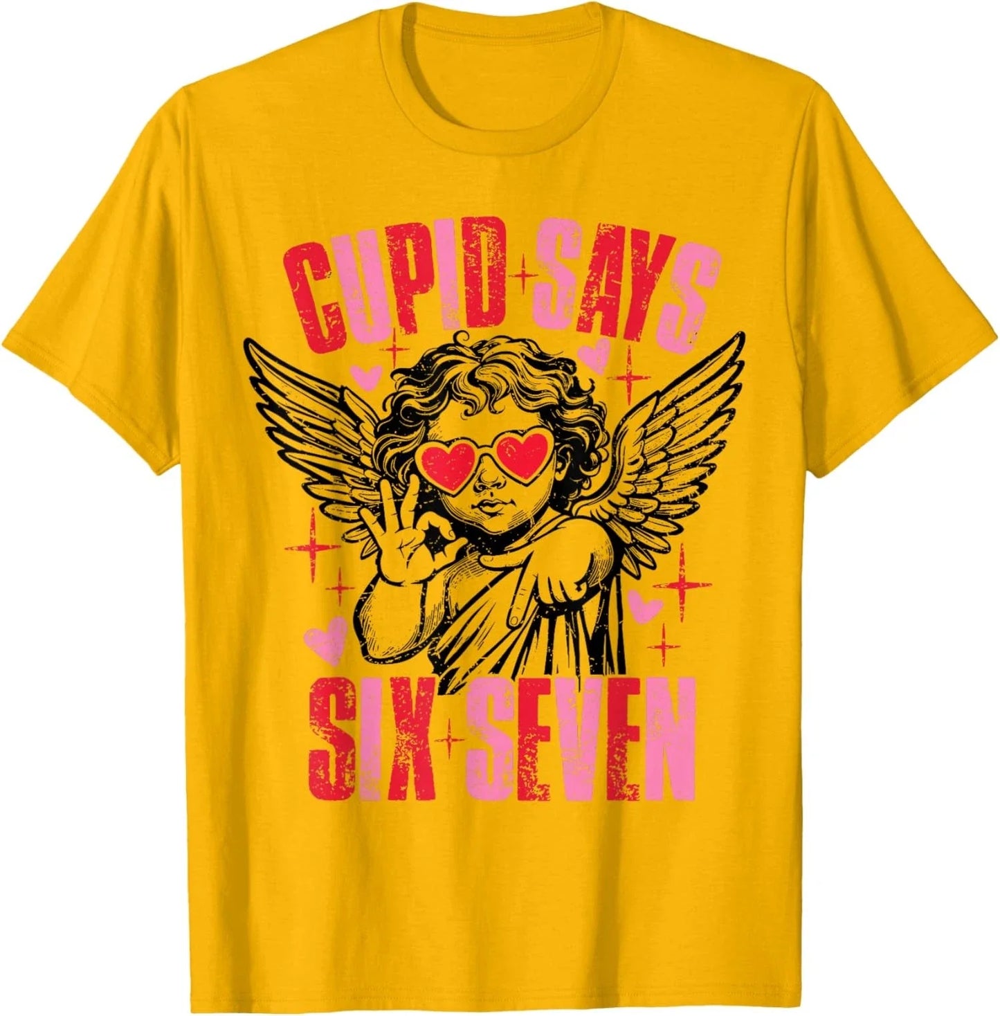 Funny Cupid Says Six Seven Valentine 67 Meme Cool Unisex T-Shirt Unisex T-shirt, Sweatshirt, Hoodie, Long Sleeve Tee - T-Shirt, Sweatshirt, Hoodie