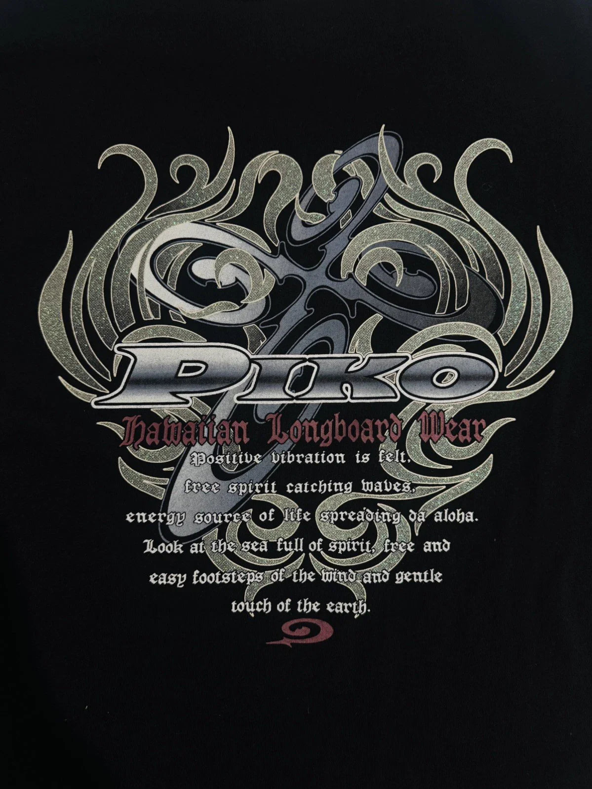 Vintage PIKO Hawaiian Surf  T-Shirt  Glitter Graphic Men's Medium Unisex Y2K Unisex T-shirt, Sweatshirt, Hoodie, Long Sleeve Tee - T-Shirt, Sweatshirt, Hoodie