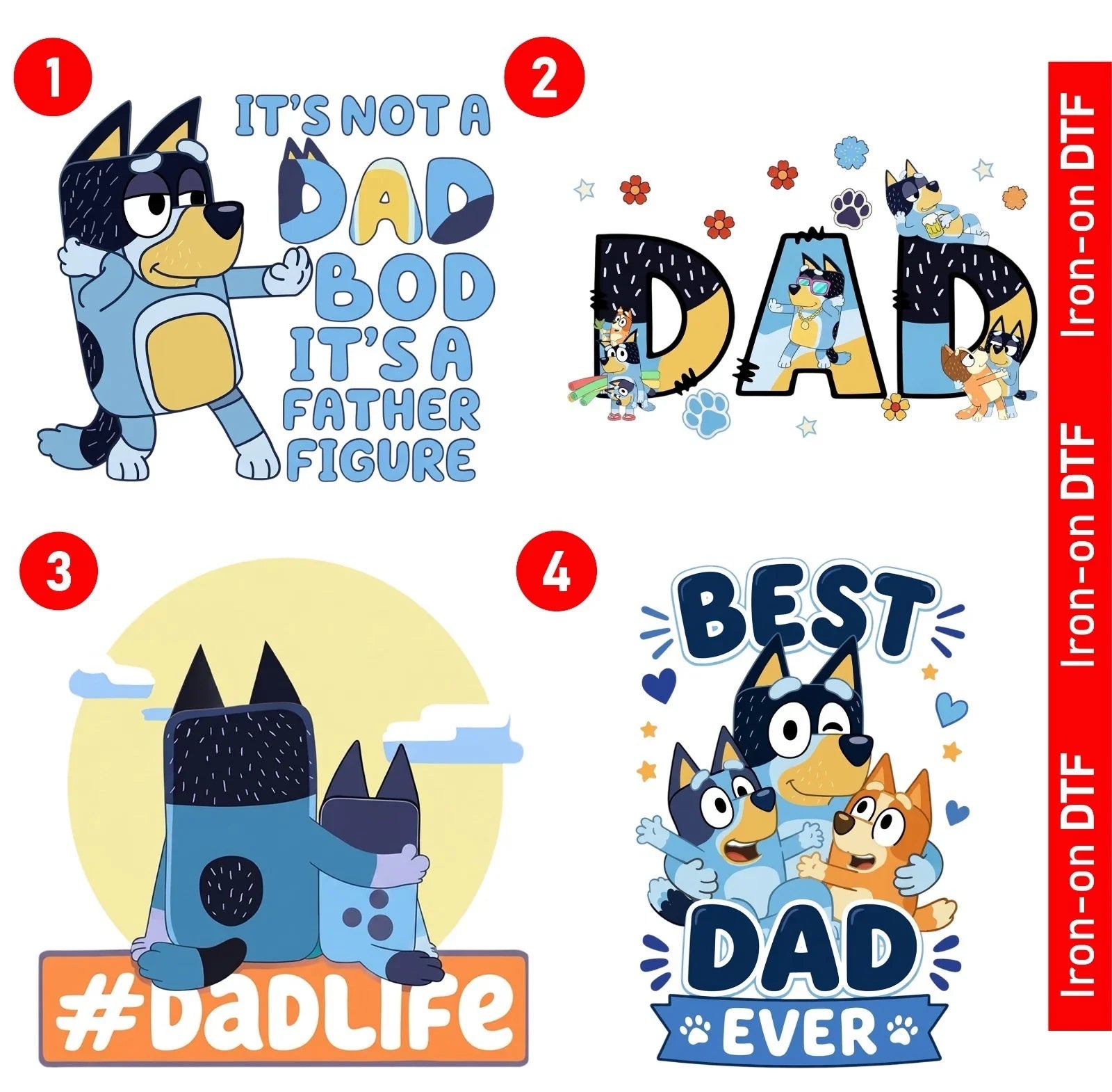 Fathers Day Blue Dog DTF Heat Transfer Design Dad Gift Dad Daddy Top Unisex T-shirt, Sweatshirt, Hoodie, Long Sleeve Tee - T-Shirt, Sweatshirt, Hoodie