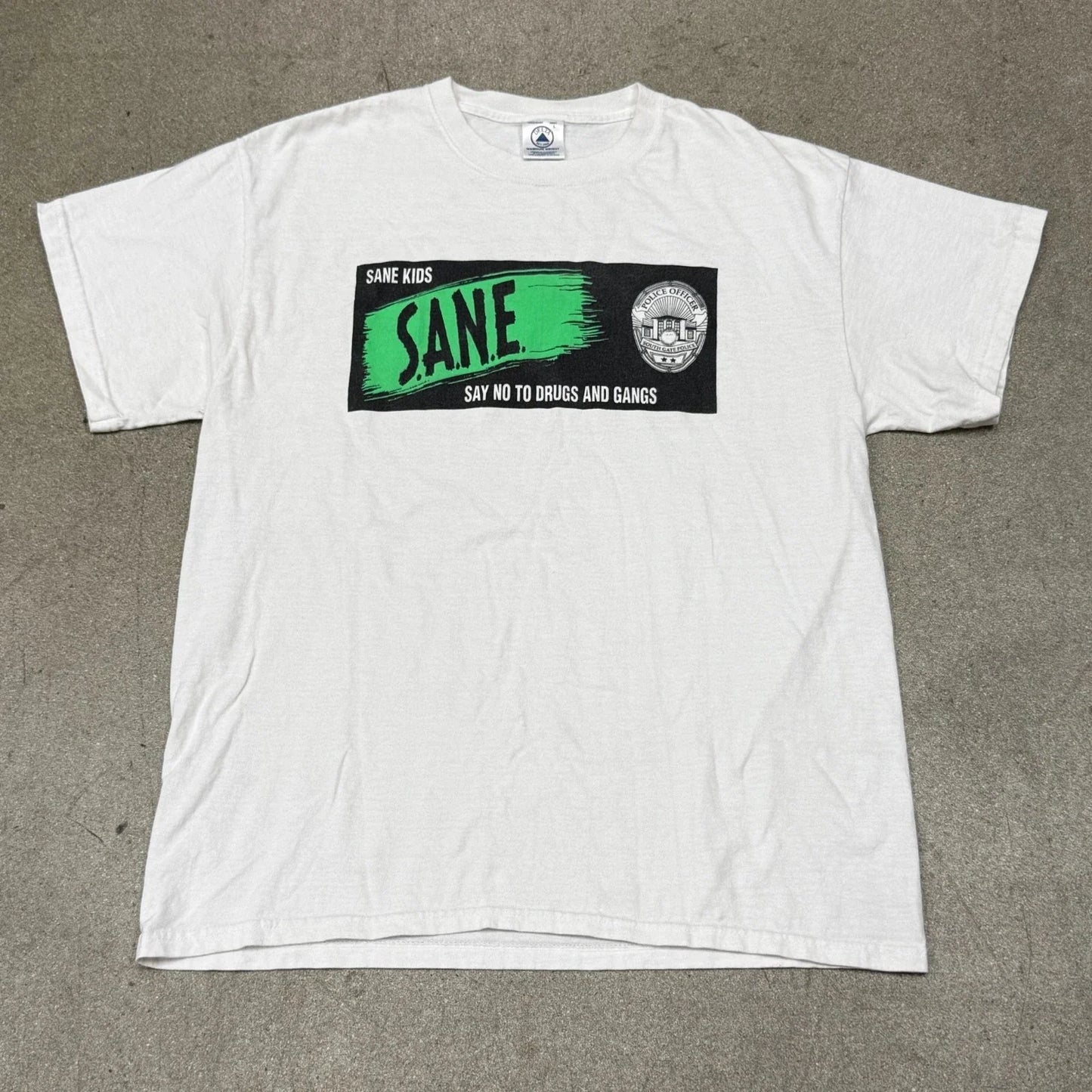 Vintage SANE Drug Awareness T-Shirt Large White LA Police Anti Drug Parody Tee Unisex T-shirt, Sweatshirt, Hoodie, Long Sleeve Tee - T-Shirt, Sweatshirt, Hoodie