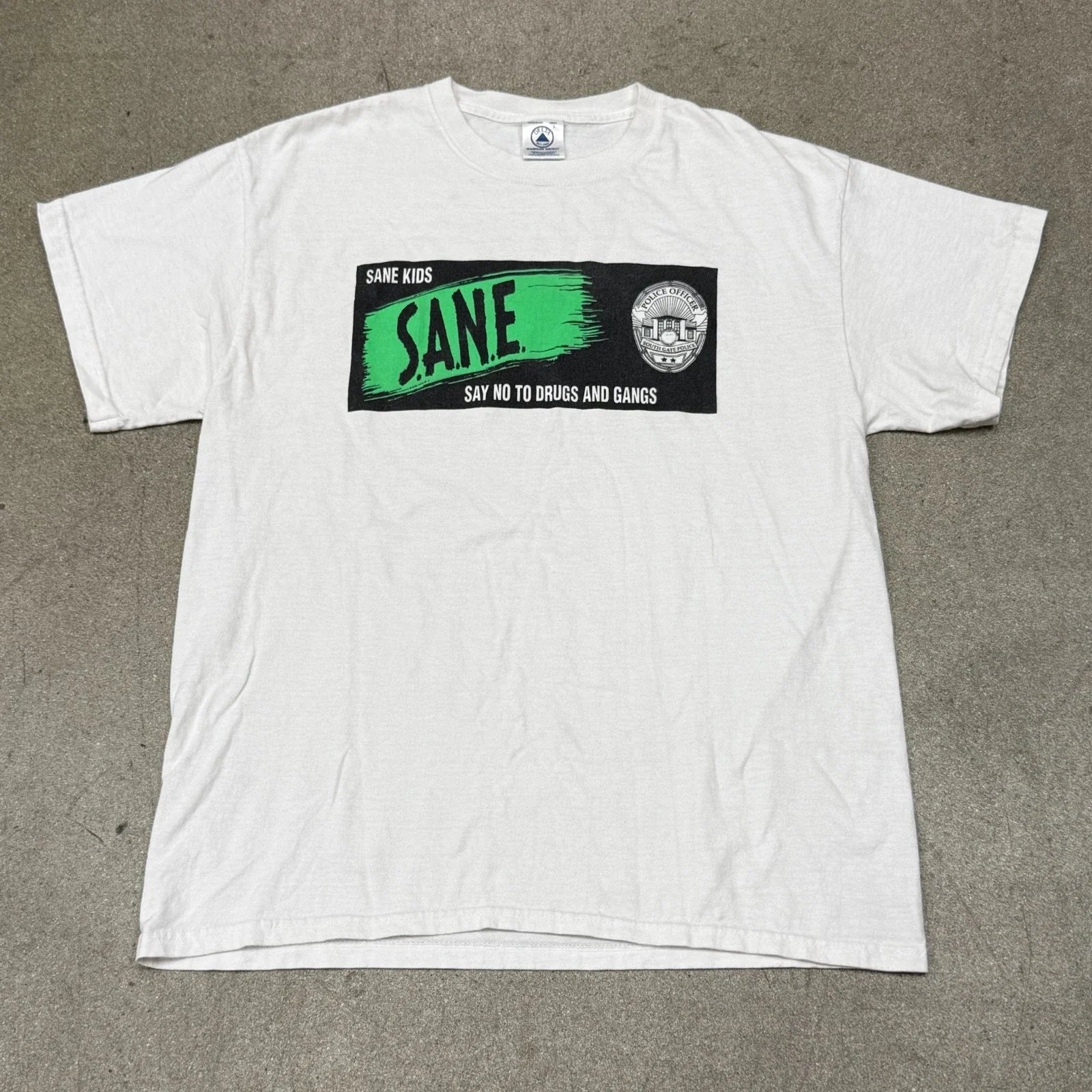Vintage SANE Drug Awareness T-Shirt Large White LA Police Anti Drug Parody Tee Unisex T-shirt, Sweatshirt, Hoodie, Long Sleeve Tee - T-Shirt, Sweatshirt, Hoodie