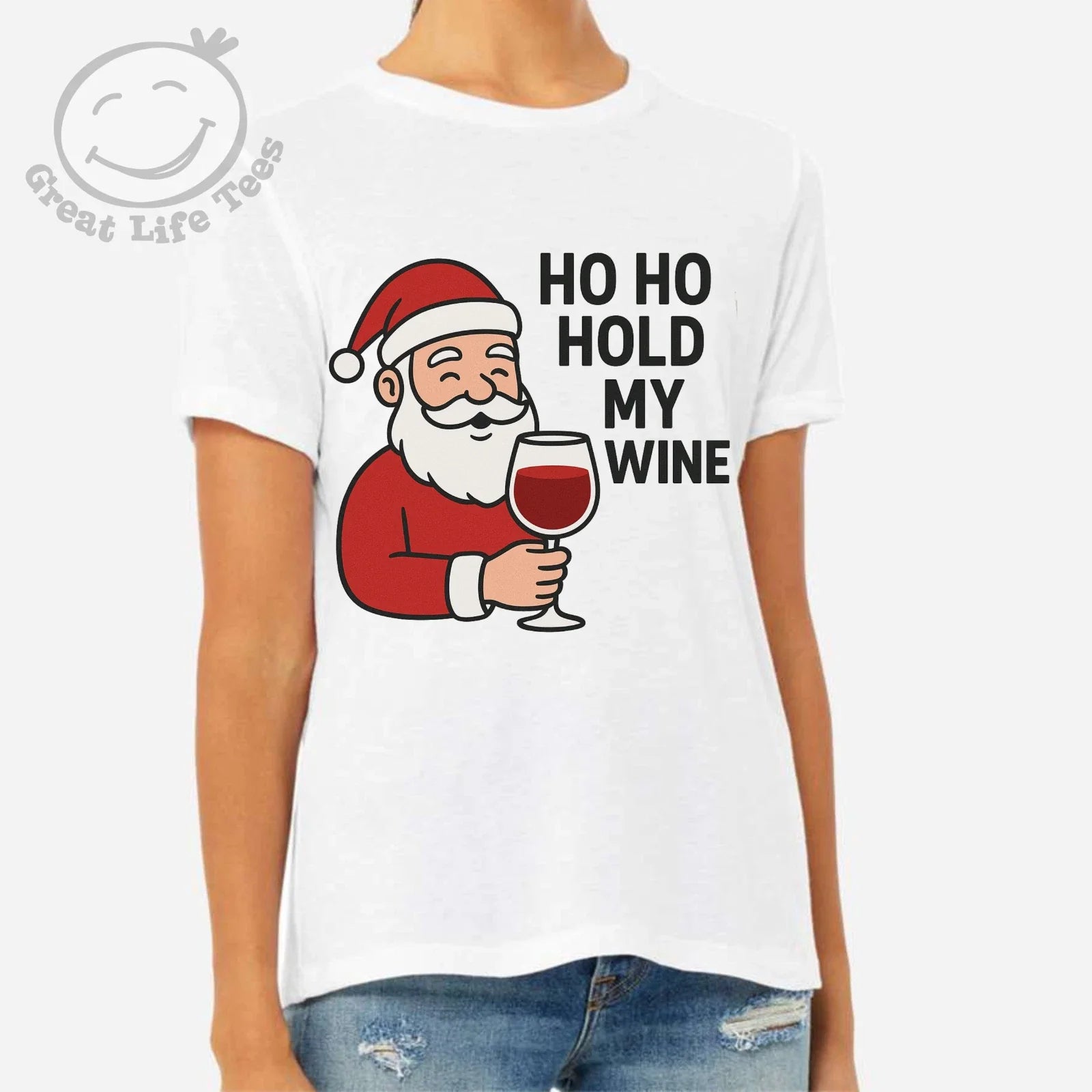 Ho Ho Hold my wine, Christmas T-Shirt Unisex T-shirt, Sweatshirt, Hoodie, Long Sleeve Tee - T-Shirt, Sweatshirt, Hoodie