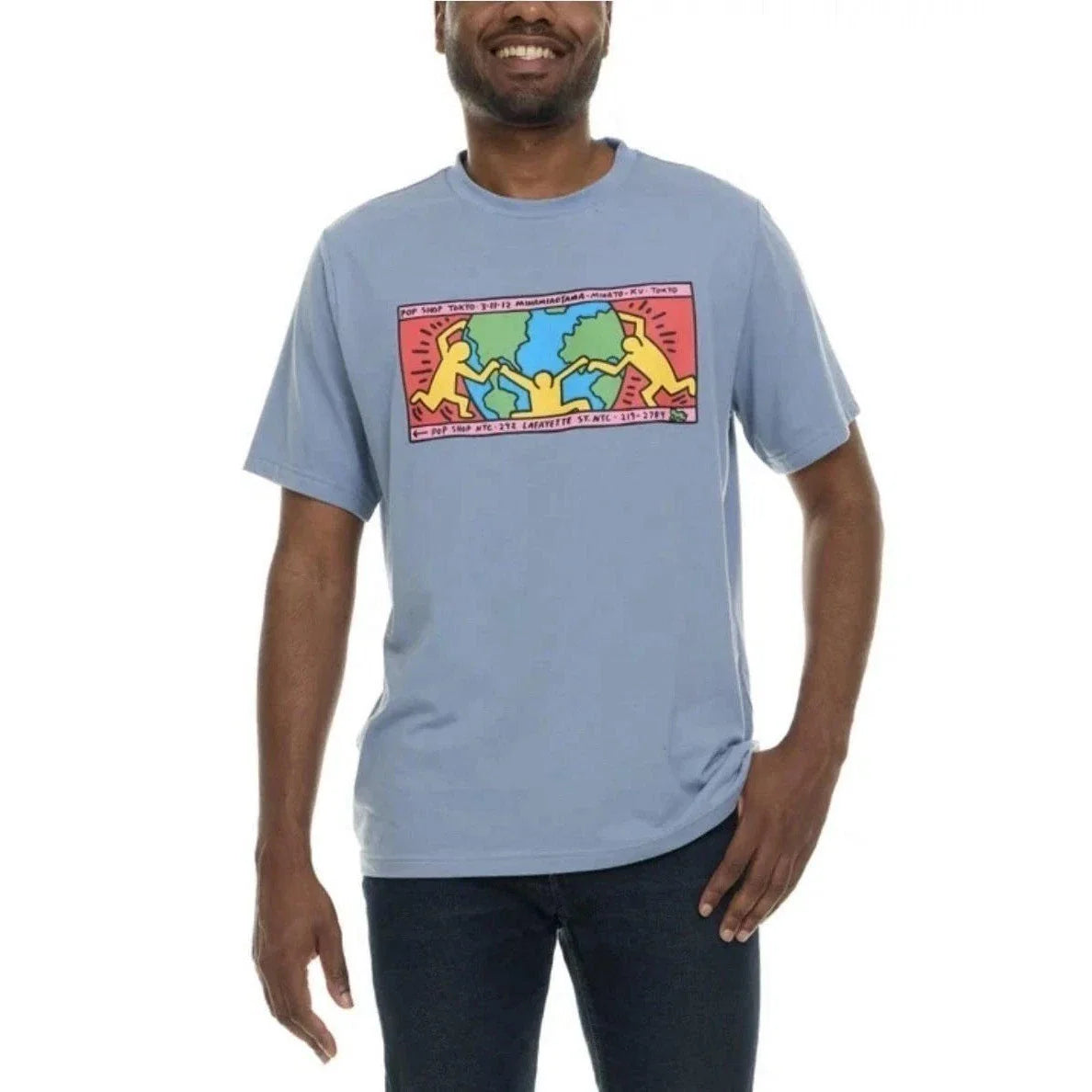 Keith Haring Men Tee Shirt Blue Graphic Print Crew Neck Short Sleeve XXL NWT Unisex T-shirt, Sweatshirt, Hoodie, Long Sleeve Tee - T-Shirt, Sweatshirt, Hoodie