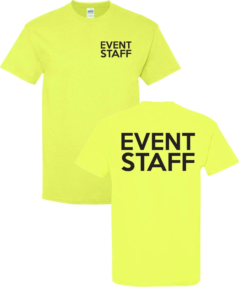 Event Staff Safety Green Shirt Front & Back w/ Black Print Men's Tee Shirt 1614 Unisex T-shirt, Sweatshirt, Hoodie, Long Sleeve Tee - T-Shirt, Sweatshirt, Hoodie