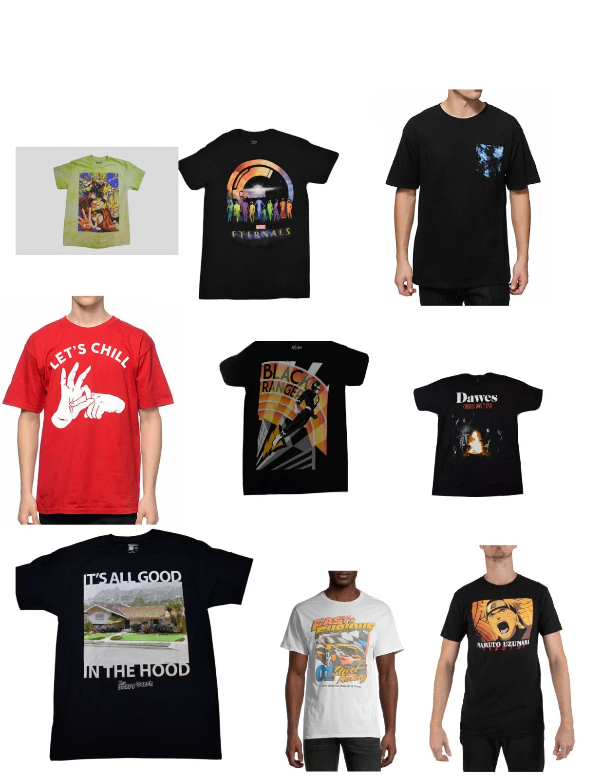 Lot of 10 New Mens Overstock Shirt Concert/Comic/Anime/Culture Shirts New XS-2XL Unisex T-shirt, Sweatshirt, Hoodie, Long Sleeve Tee - T-Shirt, Sweatshirt, Hoodie