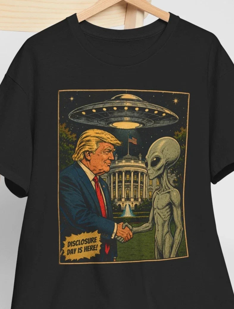 Trump releases declassified UFO files Pentagon Disclosure Day UAP photos videos Unisex T-shirt, Sweatshirt, Hoodie, Long Sleeve Tee - T-Shirt, Sweatshirt, Hoodie
