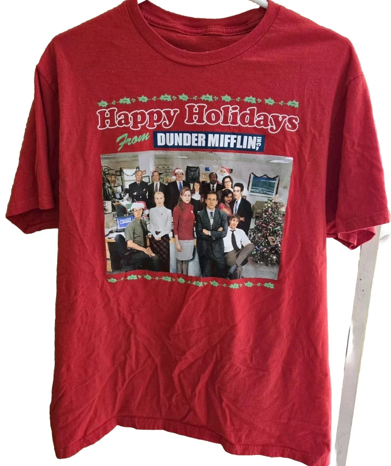 The Office Happy Holidays Christmas card short sleeve t-shirt Mens size Large Unisex T-shirt, Sweatshirt, Hoodie, Long Sleeve Tee - T-Shirt, Sweatshirt, Hoodie