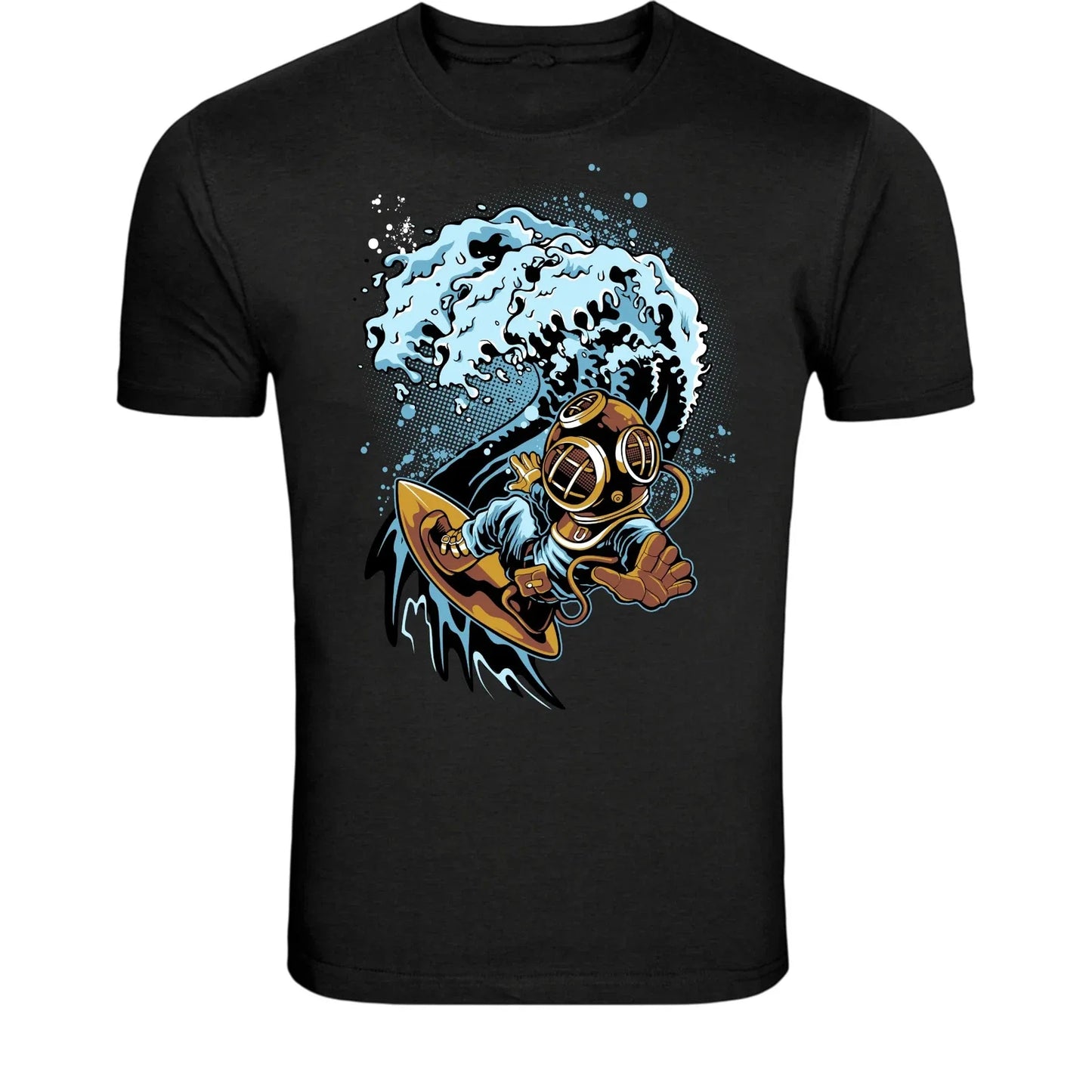 Vintage Deep Sea Diver Surfing Wave T-Shirt - Retro Ocean Surf Unisex T-shirt, Sweatshirt, Hoodie, Long Sleeve Tee - T-Shirt, Sweatshirt, Hoodie