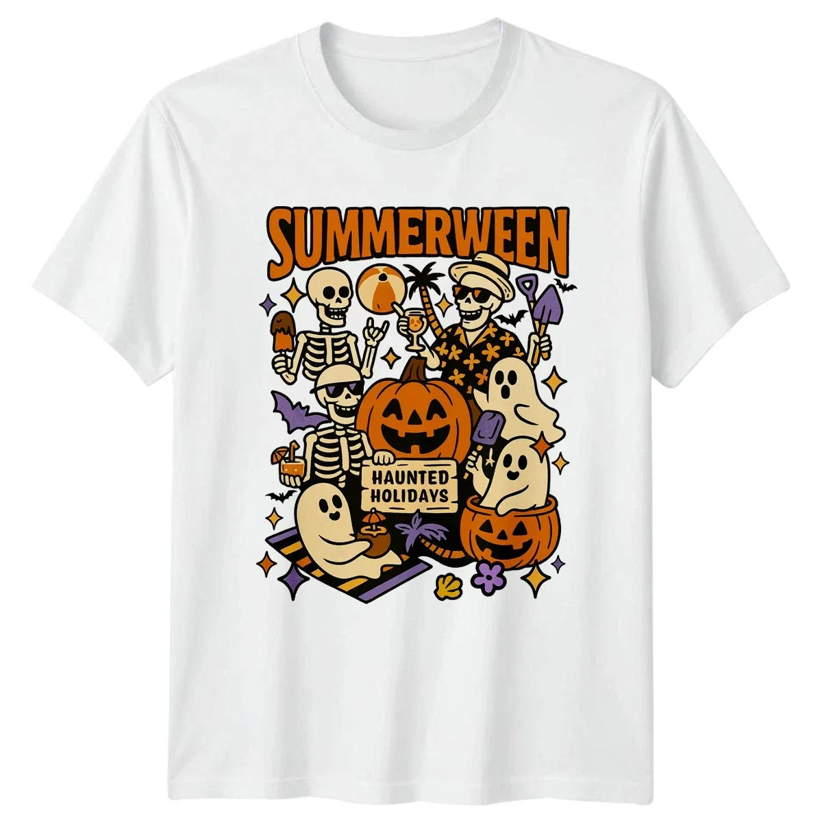 Summerween Haunted Holidays Tee Summer Halloween Graphic Unisex T-Shirt Unisex T-shirt, Sweatshirt, Hoodie, Long Sleeve Tee - T-Shirt, Sweatshirt, Hoodie