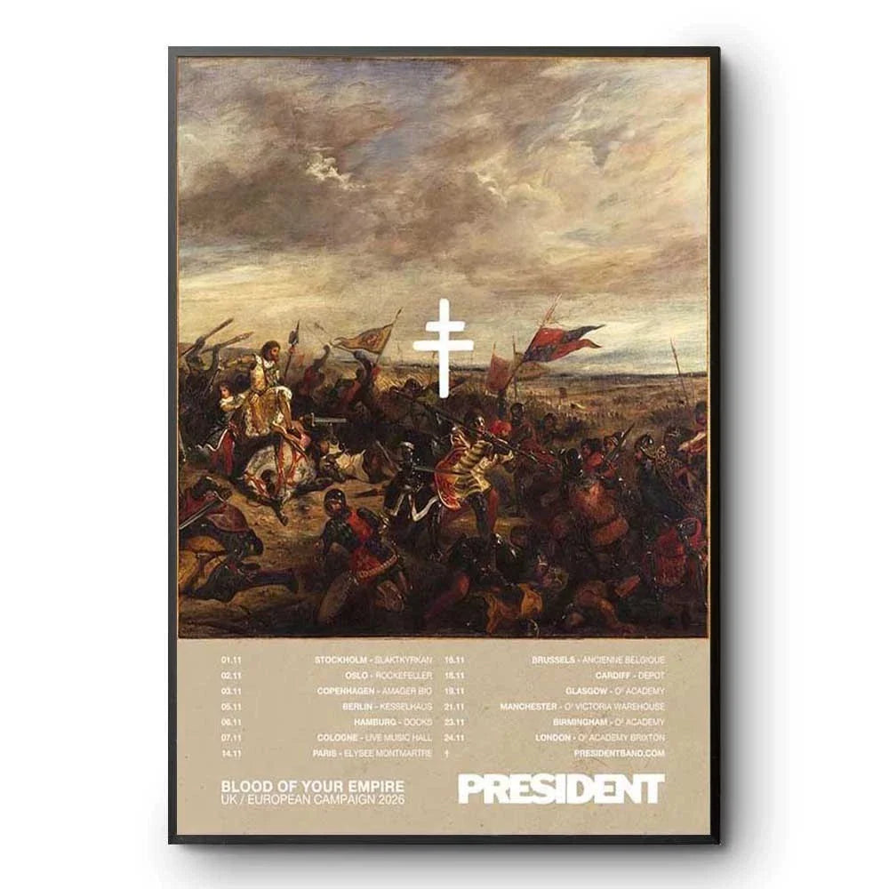 President Band Blood Of Your Empire UK Europe 2026 Tour Dates Poster Art Unisex T-shirt, Sweatshirt, Hoodie, Long Sleeve Tee - T-Shirt, Sweatshirt, Hoodie