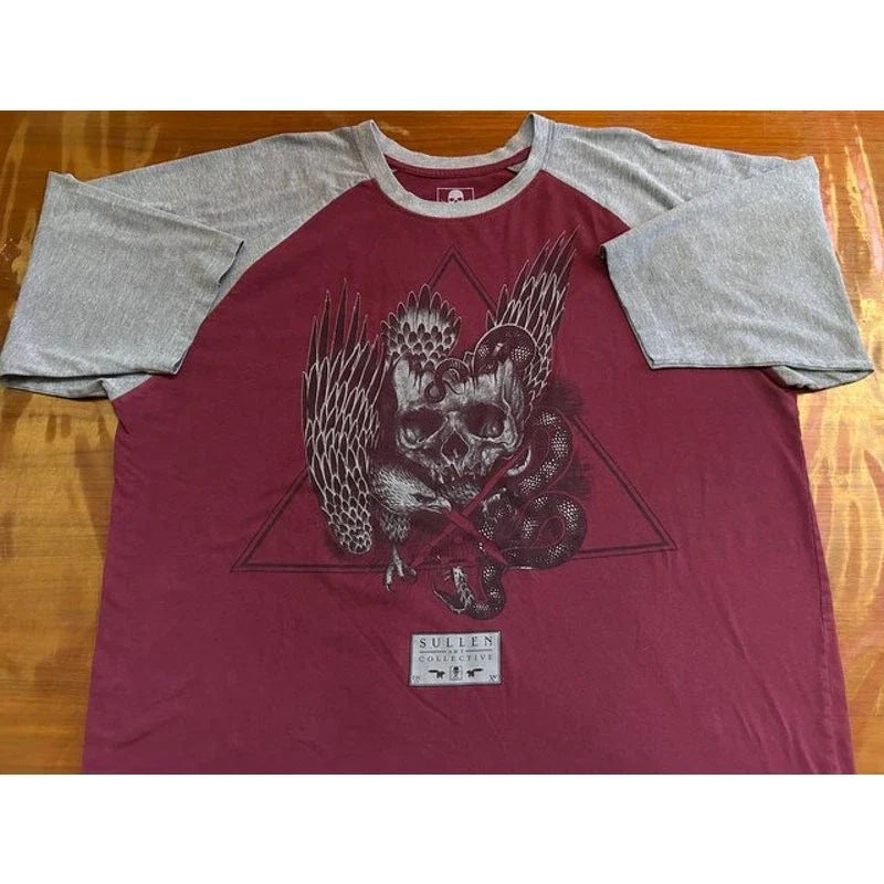 Sullen Art Collective Men's 2XL Graphic Tee Skull Eagle Snake Y2K Raglan Shirt Unisex T-shirt, Sweatshirt, Hoodie, Long Sleeve Tee - T-Shirt, Sweatshirt, Hoodie