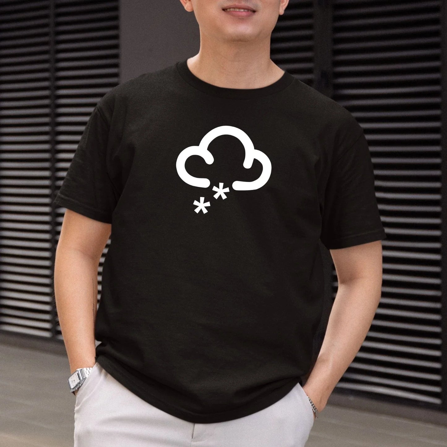 Weather Symbol Snowing Men's T Shirt Printed 100% Cotton Gift Crew Neck Tee Top Unisex T-shirt, Sweatshirt, Hoodie, Long Sleeve Tee - T-Shirt, Sweatshirt, Hoodie