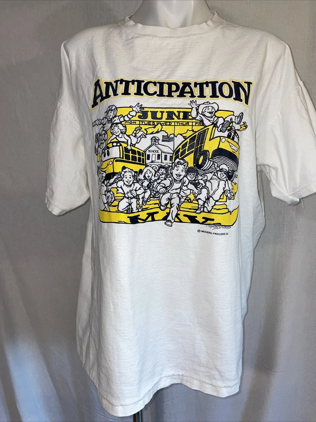 Vtg 1990's Modern Process Co Oneita Shirt XL Anticipation Summer Break School Unisex T-shirt, Sweatshirt, Hoodie, Long Sleeve Tee - T-Shirt, Sweatshirt, Hoodie