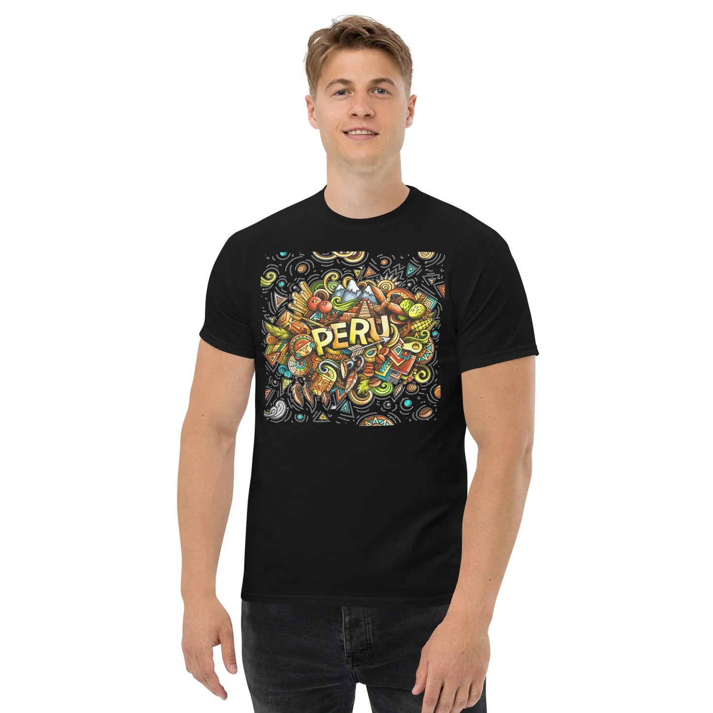 PERU MOSAIC AWESOME PERUVIAN TRENDY DESIGN GRAPHIC T SHIRT Men's classic tee Unisex T-shirt, Sweatshirt, Hoodie, Long Sleeve Tee - T-Shirt, Sweatshirt, Hoodie