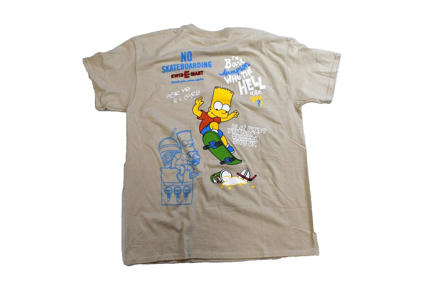 The Simpsons Mens Bart Simpson Skateboard Mischief Beige Shirt New S, L, XL Unisex T-shirt, Sweatshirt, Hoodie, Long Sleeve Tee - T-Shirt, Sweatshirt, Hoodie