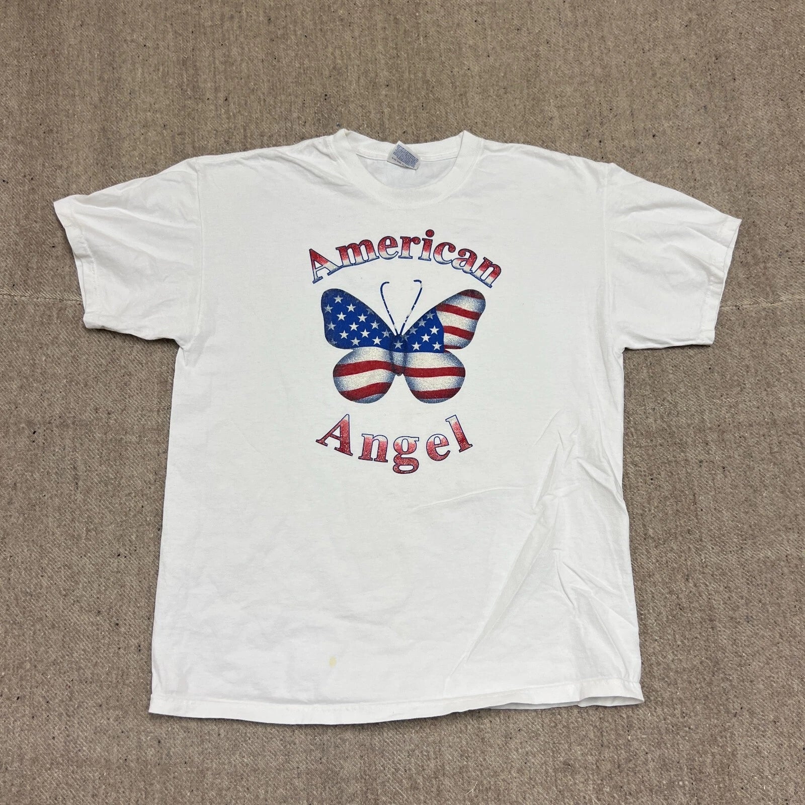 Vintage American Angel Shirt Mens Large White 2000s Y2K Butterfly USA Unisex T-shirt, Sweatshirt, Hoodie, Long Sleeve Tee - T-Shirt, Sweatshirt, Hoodie