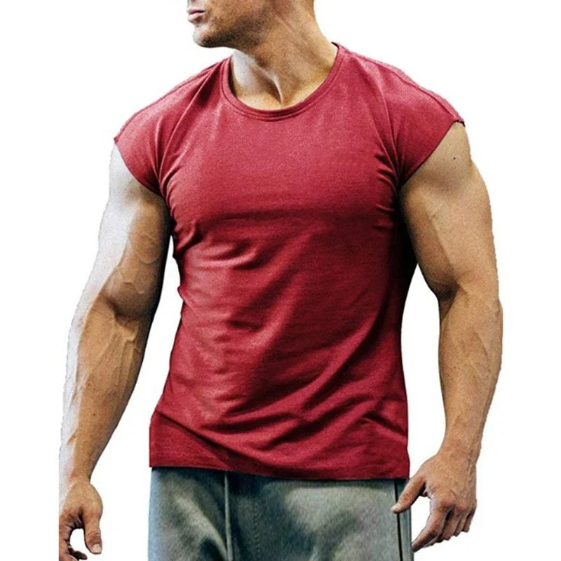Men's T-shirt Summer Solid Color Leisure Sports Sleeveless Bottoming Shirt Unisex T-shirt, Sweatshirt, Hoodie, Long Sleeve Tee - T-Shirt, Sweatshirt, Hoodie