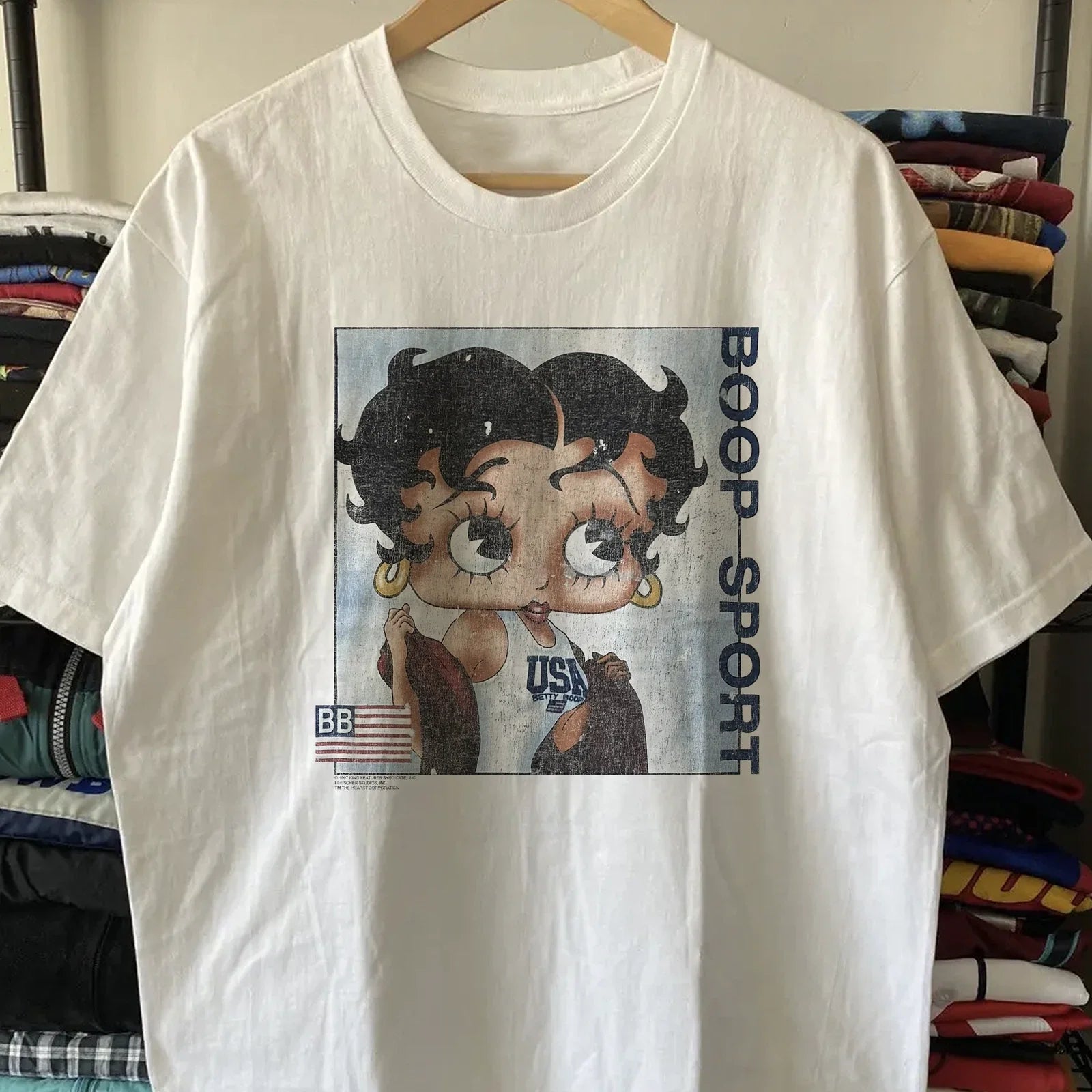 90s Betty Boop Sport Classic T-Shirt White XXL Unisex T-shirt, Sweatshirt, Hoodie, Long Sleeve Tee - T-Shirt, Sweatshirt, Hoodie