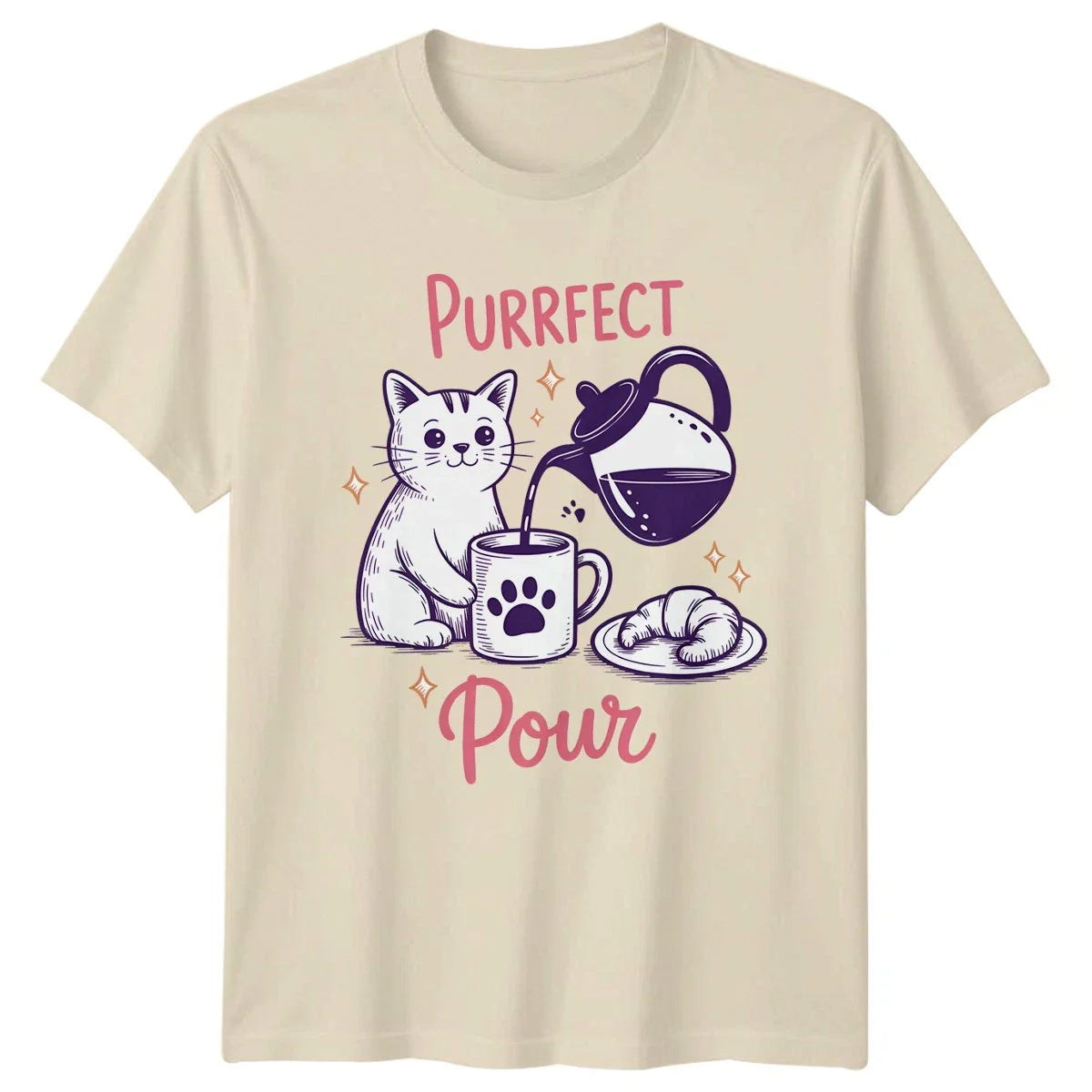 Purrfect Pour Womens T-Shirt Coffee Lover Cats Birthday Gift For Her Unisex T-shirt, Sweatshirt, Hoodie, Long Sleeve Tee - T-Shirt, Sweatshirt, Hoodie
