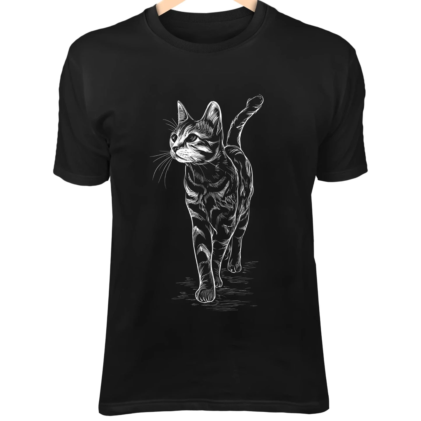 Bengal Cat Line Art - Sleek Minimalist Doodle with Elegant Posture & Playful Cha Unisex T-shirt, Sweatshirt, Hoodie, Long Sleeve Tee - T-Shirt, Sweatshirt, Hoodie