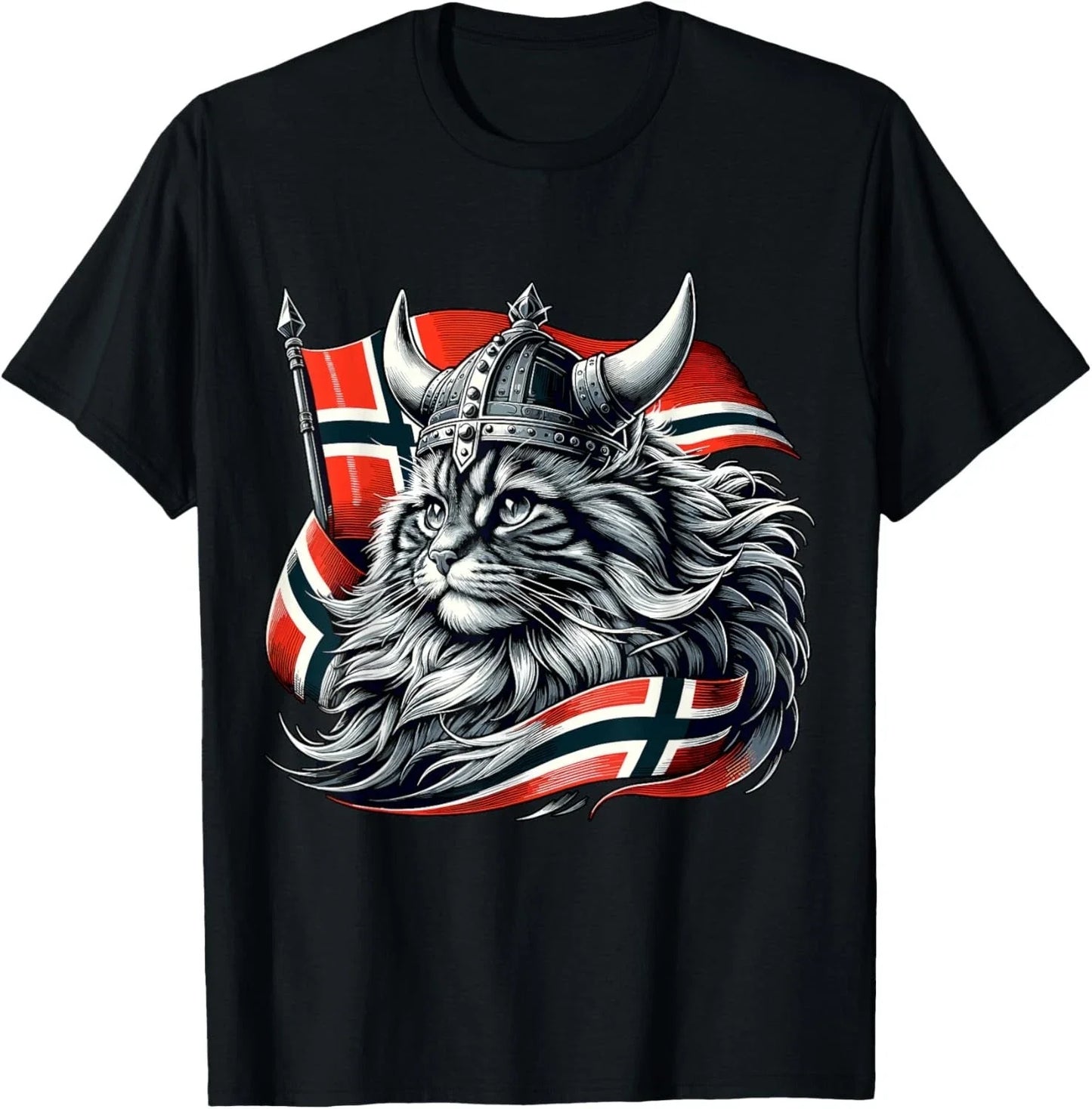 Norwegian Cat Viking Norway Flag Gift Unisex T-Shirt Unisex T-shirt, Sweatshirt, Hoodie, Long Sleeve Tee - T-Shirt, Sweatshirt, Hoodie