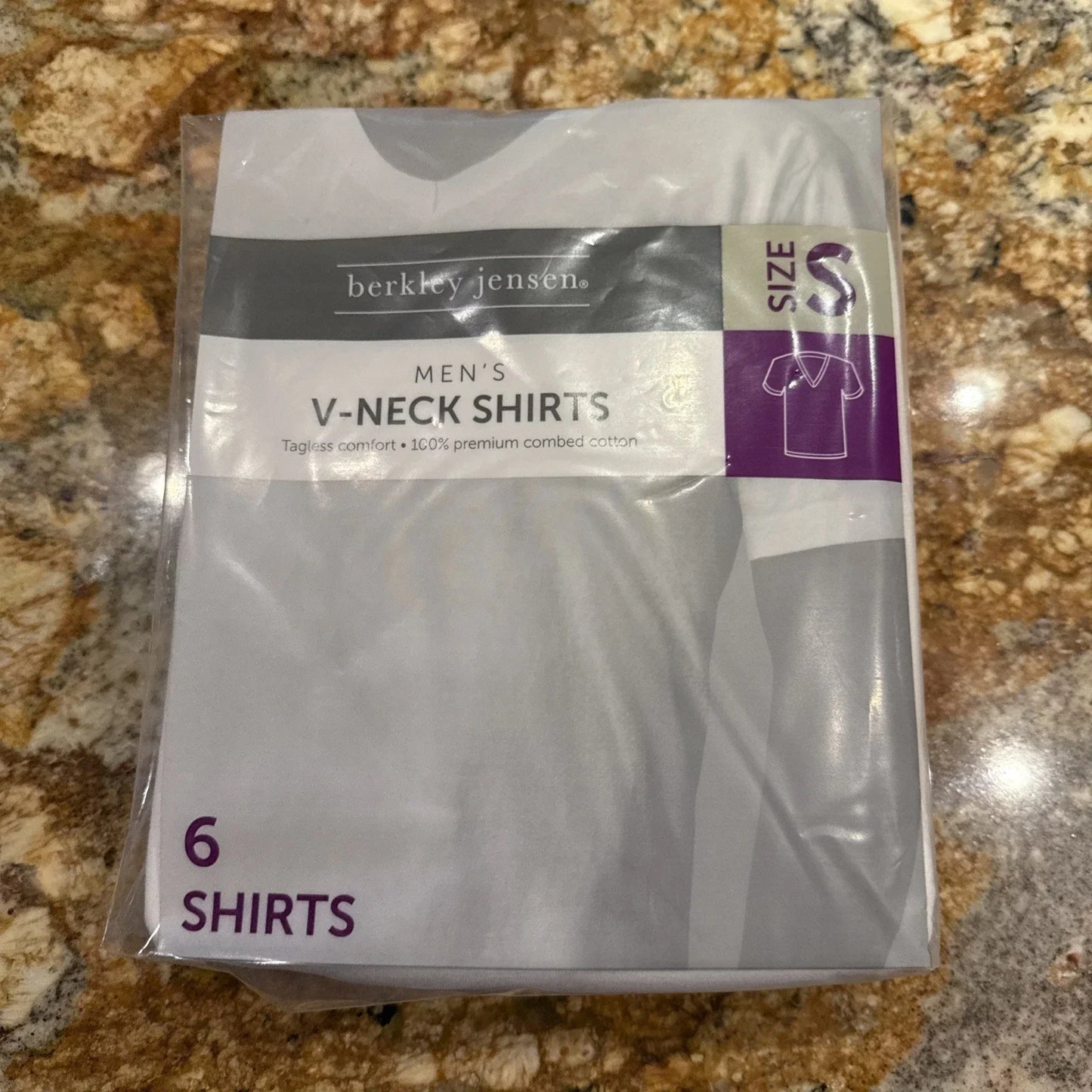 Pkg Of SIX -Berkley Jensen Mens Tagless V Neck Cotton T-Shirts White Size S NEW Unisex T-shirt, Sweatshirt, Hoodie, Long Sleeve Tee - T-Shirt, Sweatshirt, Hoodie