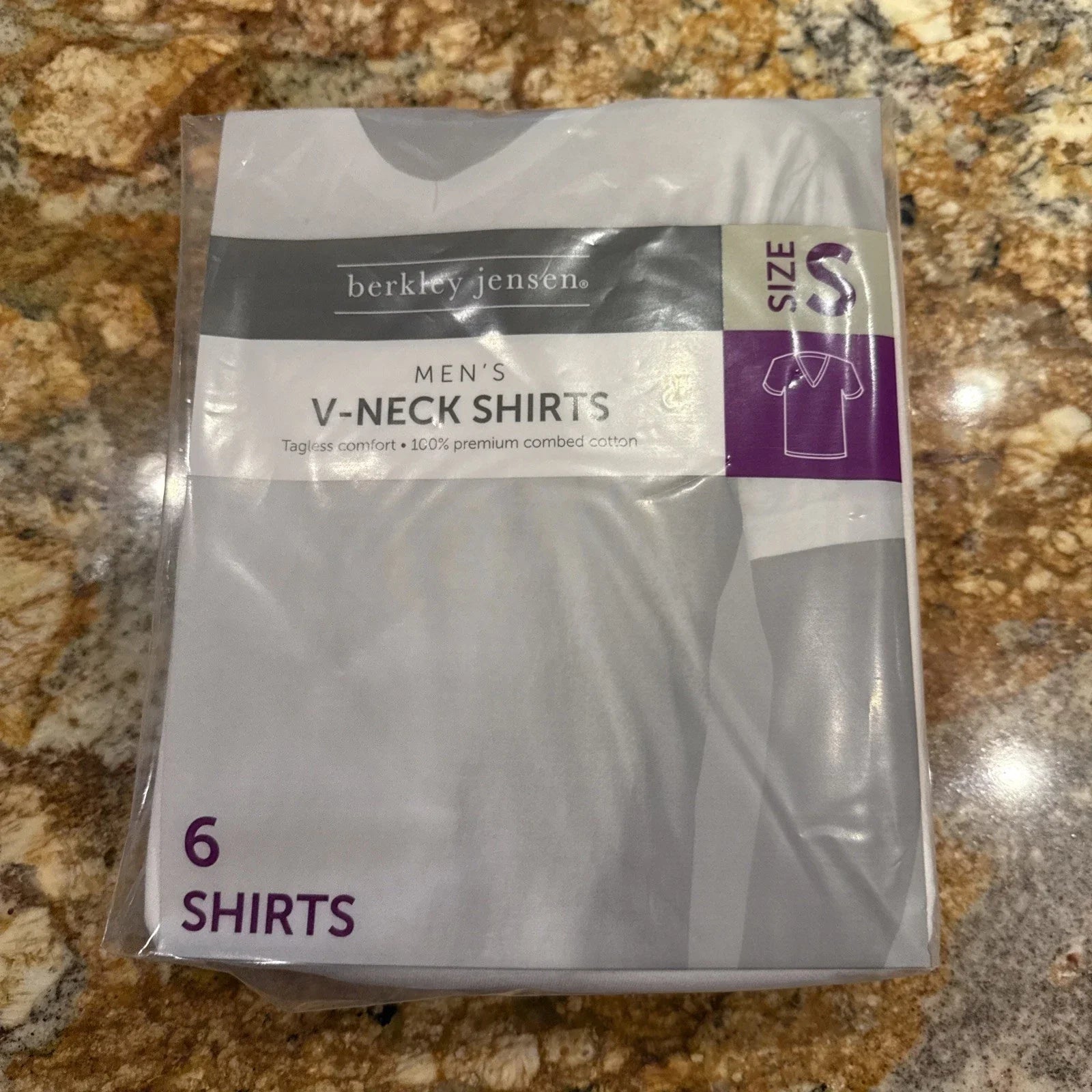 Pkg Of SIX -Berkley Jensen Mens Tagless V Neck Cotton T-Shirts White Size S NEW Unisex T-shirt, Sweatshirt, Hoodie, Long Sleeve Tee - T-Shirt, Sweatshirt, Hoodie