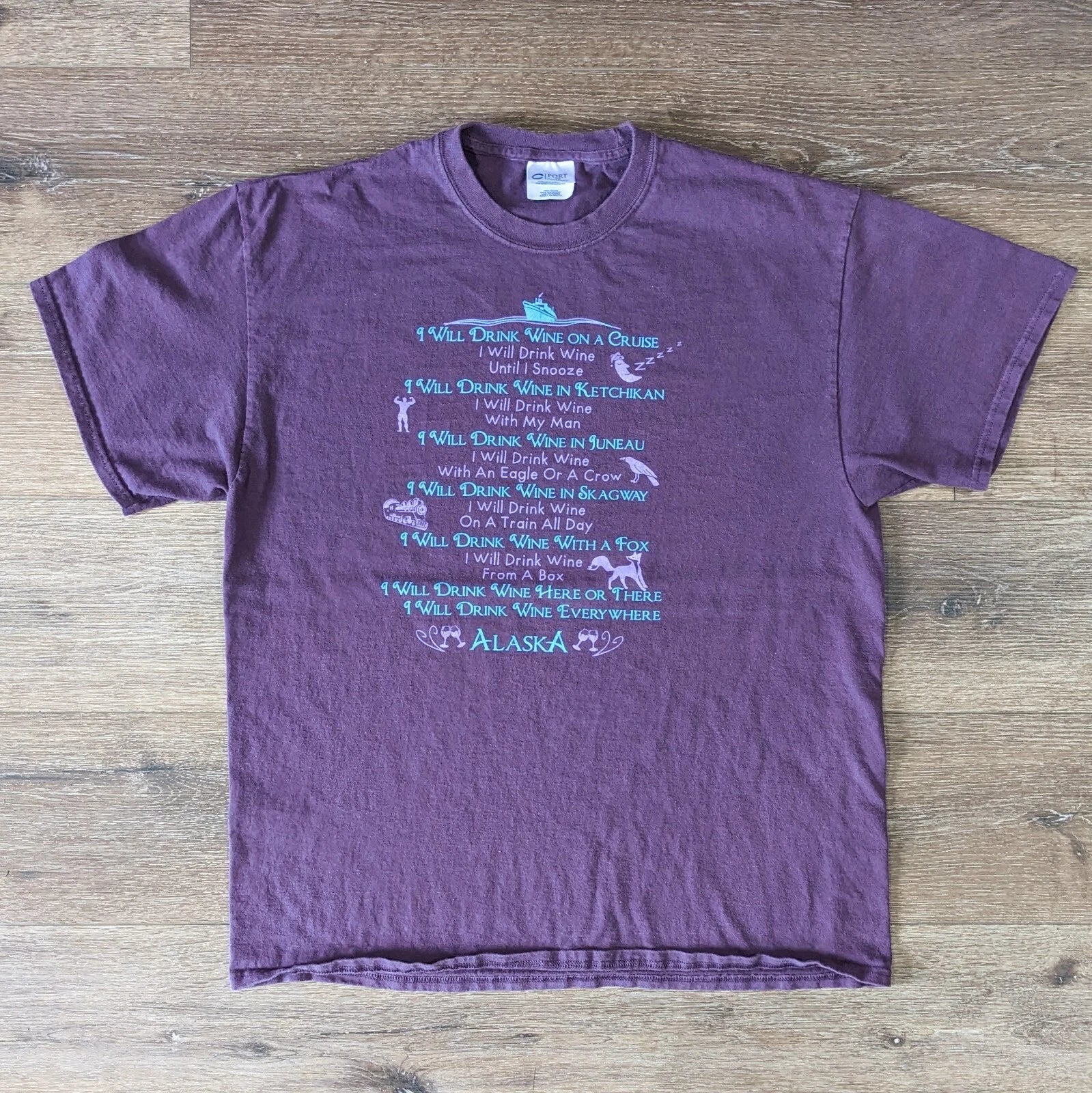 Vintage Wine Everywhere Alaska t-shirt - SIZE XL Unisex T-shirt, Sweatshirt, Hoodie, Long Sleeve Tee - T-Shirt, Sweatshirt, Hoodie