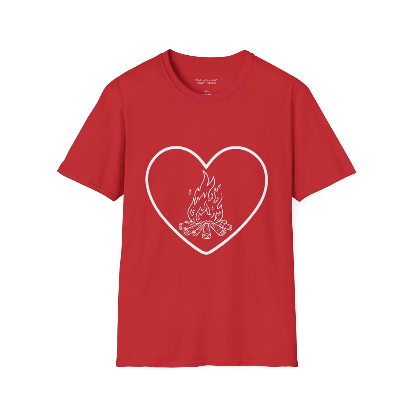 Heart & Campfire Outline Tee  Perfect for Valentines or Everyday Adventures Unisex T-shirt, Sweatshirt, Hoodie, Long Sleeve Tee - T-Shirt, Sweatshirt, Hoodie