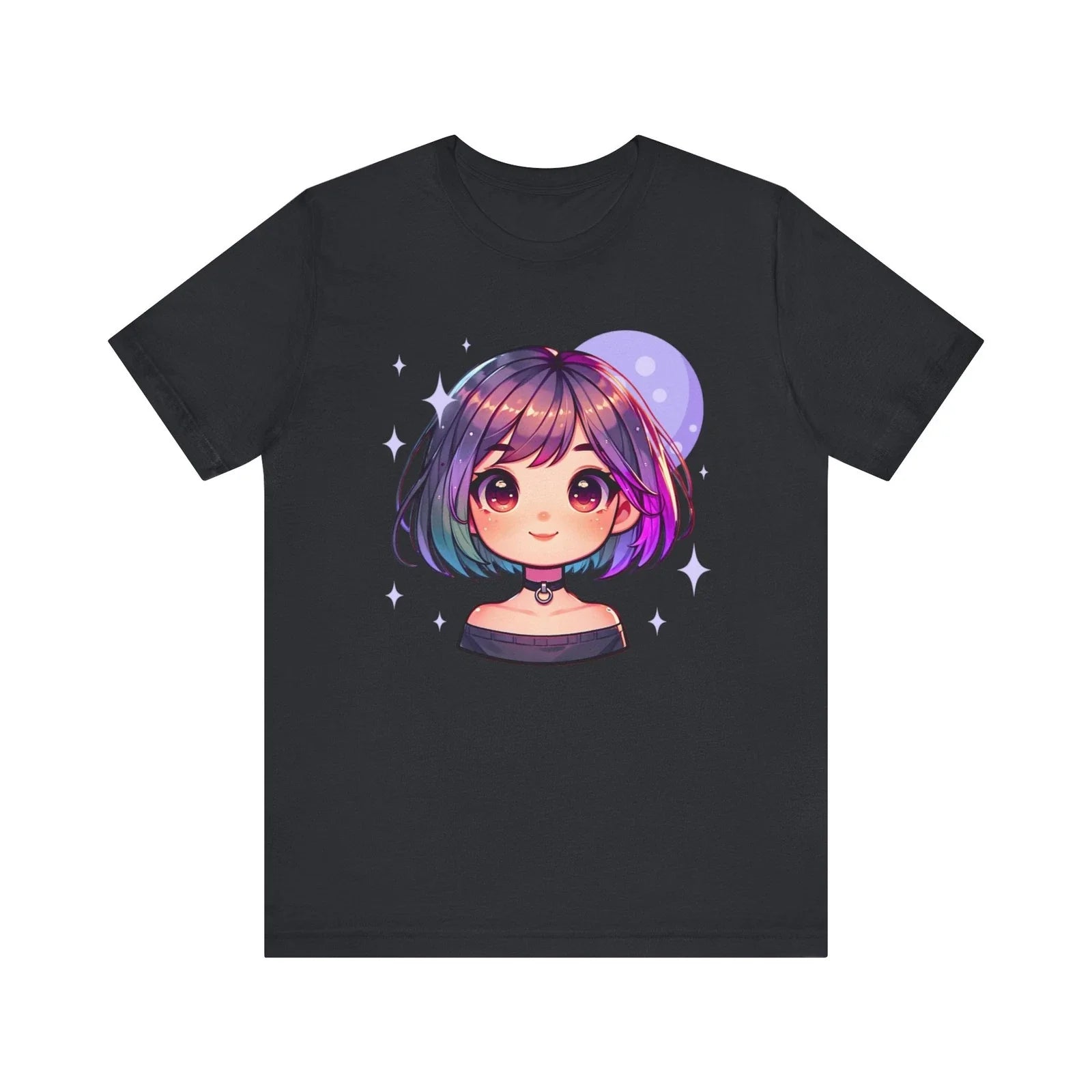 Kawaii Rainbow Hair Anime Girl Tee | Cute Chibi Portrait T-Shirt Unisex T-shirt, Sweatshirt, Hoodie, Long Sleeve Tee - T-Shirt, Sweatshirt, Hoodie