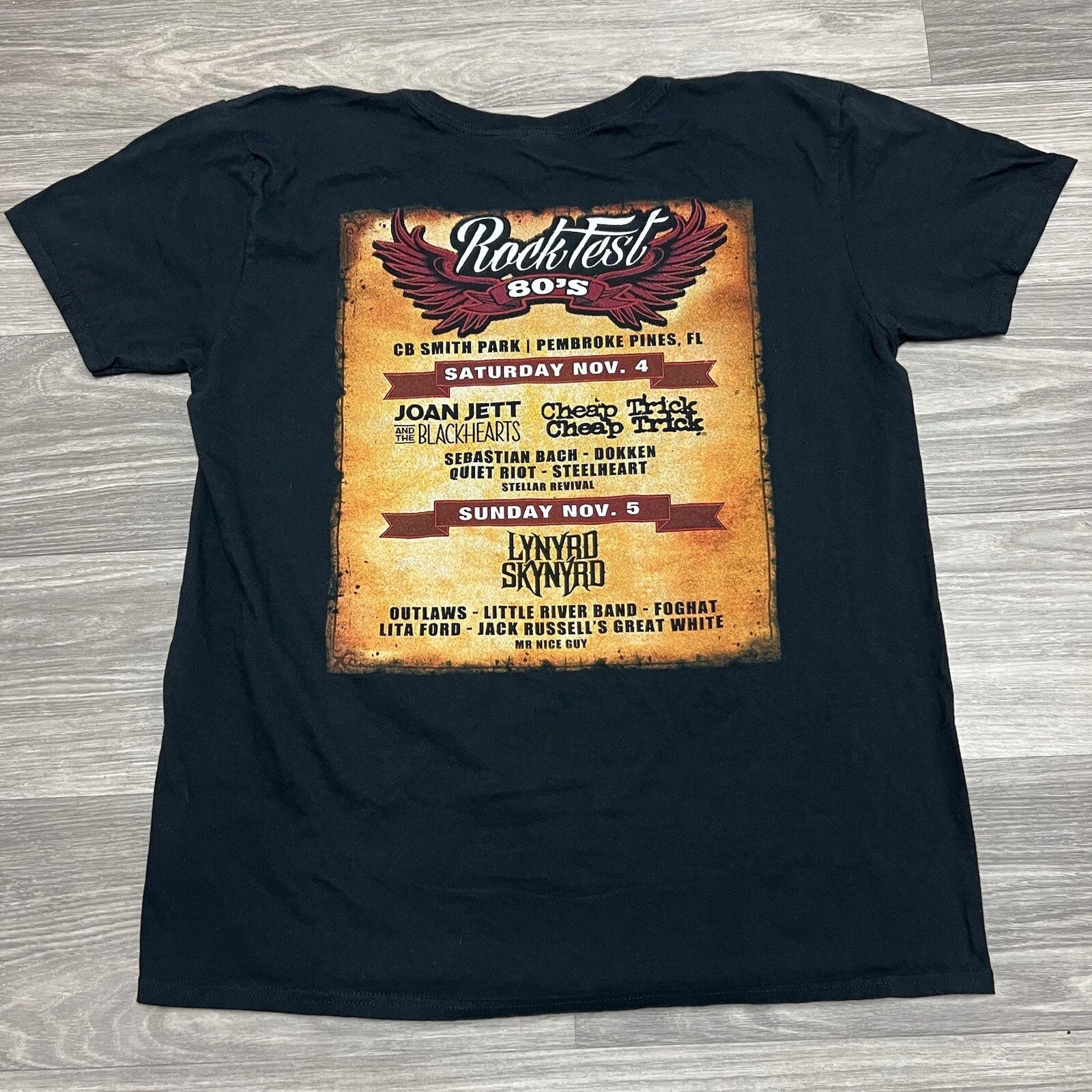 Vintage 80s Rock Fest Band Tee Men 2XL XL Cheap Trick Lynrd Skynrd Concert Merch Unisex T-shirt, Sweatshirt, Hoodie, Long Sleeve Tee - T-Shirt, Sweatshirt, Hoodie
