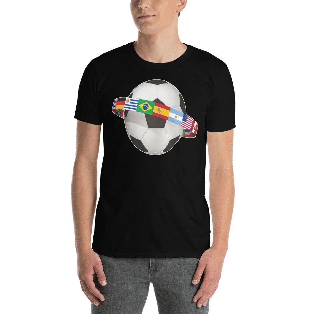 WORLD SOCCER BALL FLAGS AWESOME GRAPHIC Short-Sleeve Unisex T-Shirt Unisex T-shirt, Sweatshirt, Hoodie, Long Sleeve Tee - T-Shirt, Sweatshirt, Hoodie
