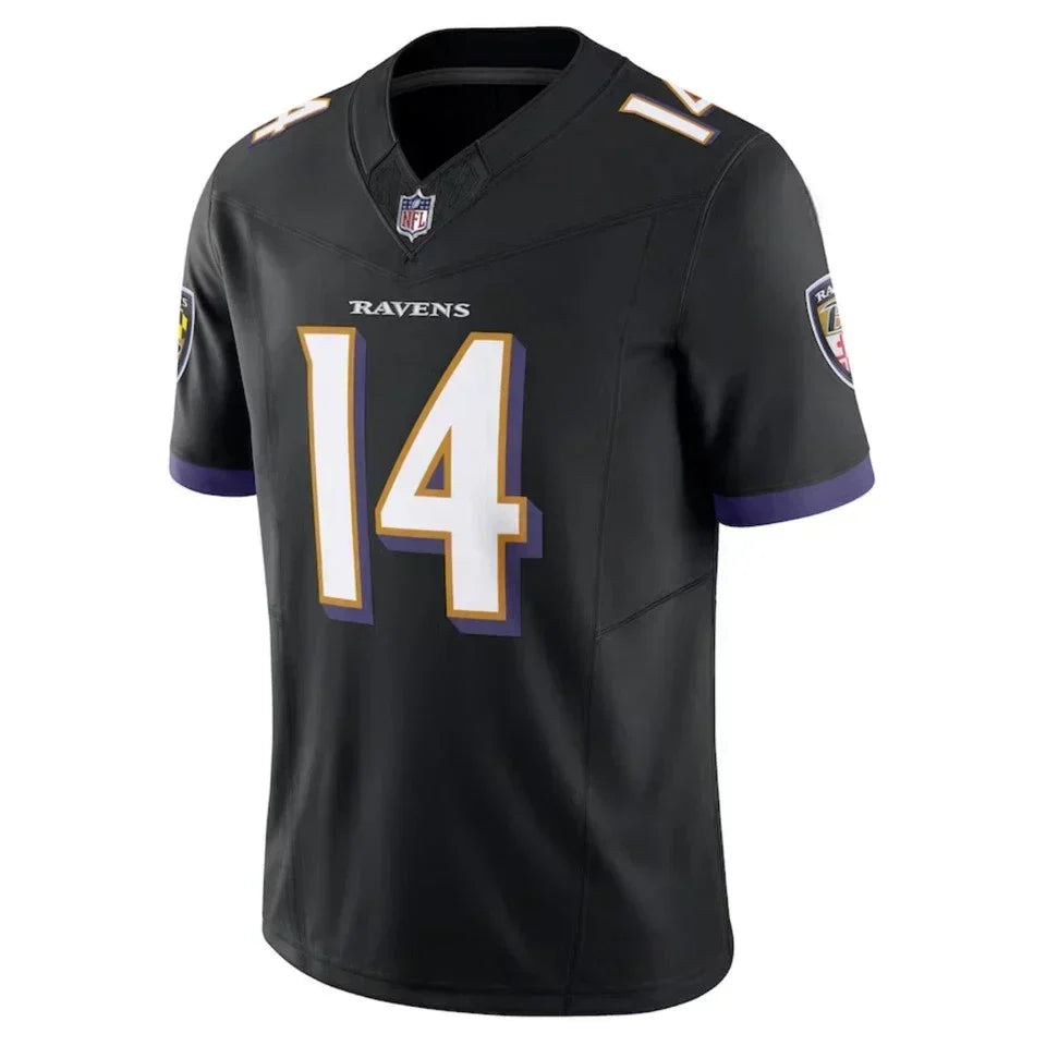 Men's Ravens #14 Kyle Hamilton Purple/Black/White Game Limited Stitched Jersey football jersey product view 2