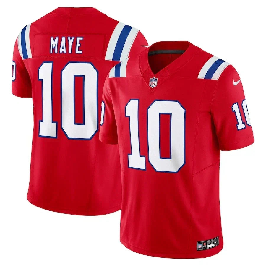 New England Patriots Drake Maye #10 Red 2025 F.U.S.E. NFL Limited Jersey football jersey product view 1