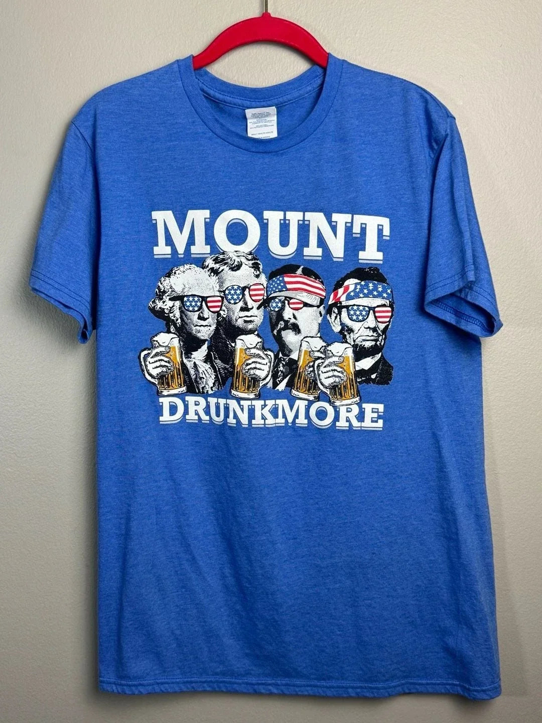 Delta Mount Drunkmore Presidents Beer Graphic T-Shirt Blue Size M Unisex T-shirt, Sweatshirt, Hoodie, Long Sleeve Tee - T-Shirt, Sweatshirt, Hoodie