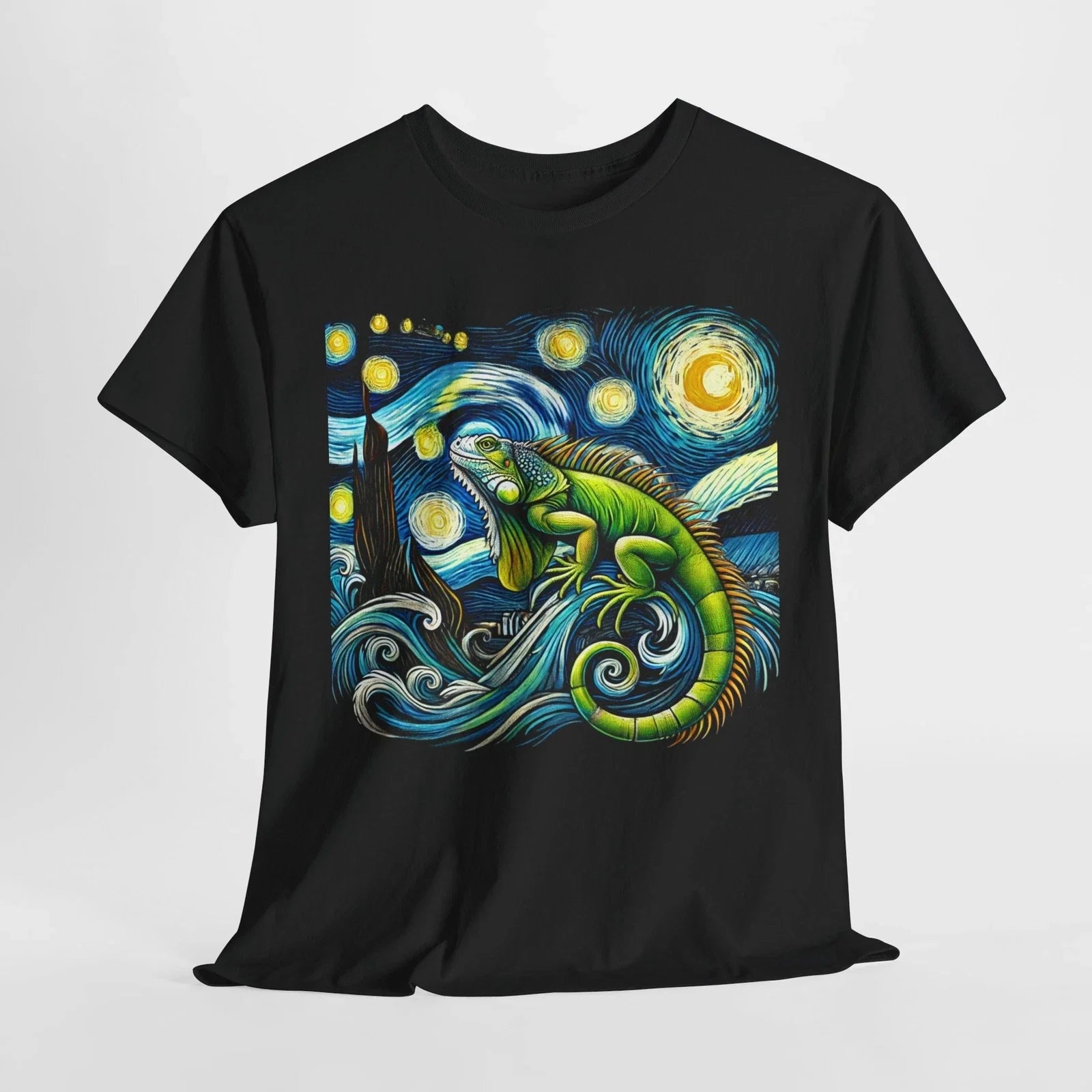 Celestial Iguana Art  Vibrant Nature-Inspired Design Unisex Cotton Tee Unisex T-shirt, Sweatshirt, Hoodie, Long Sleeve Tee - T-Shirt, Sweatshirt, Hoodie