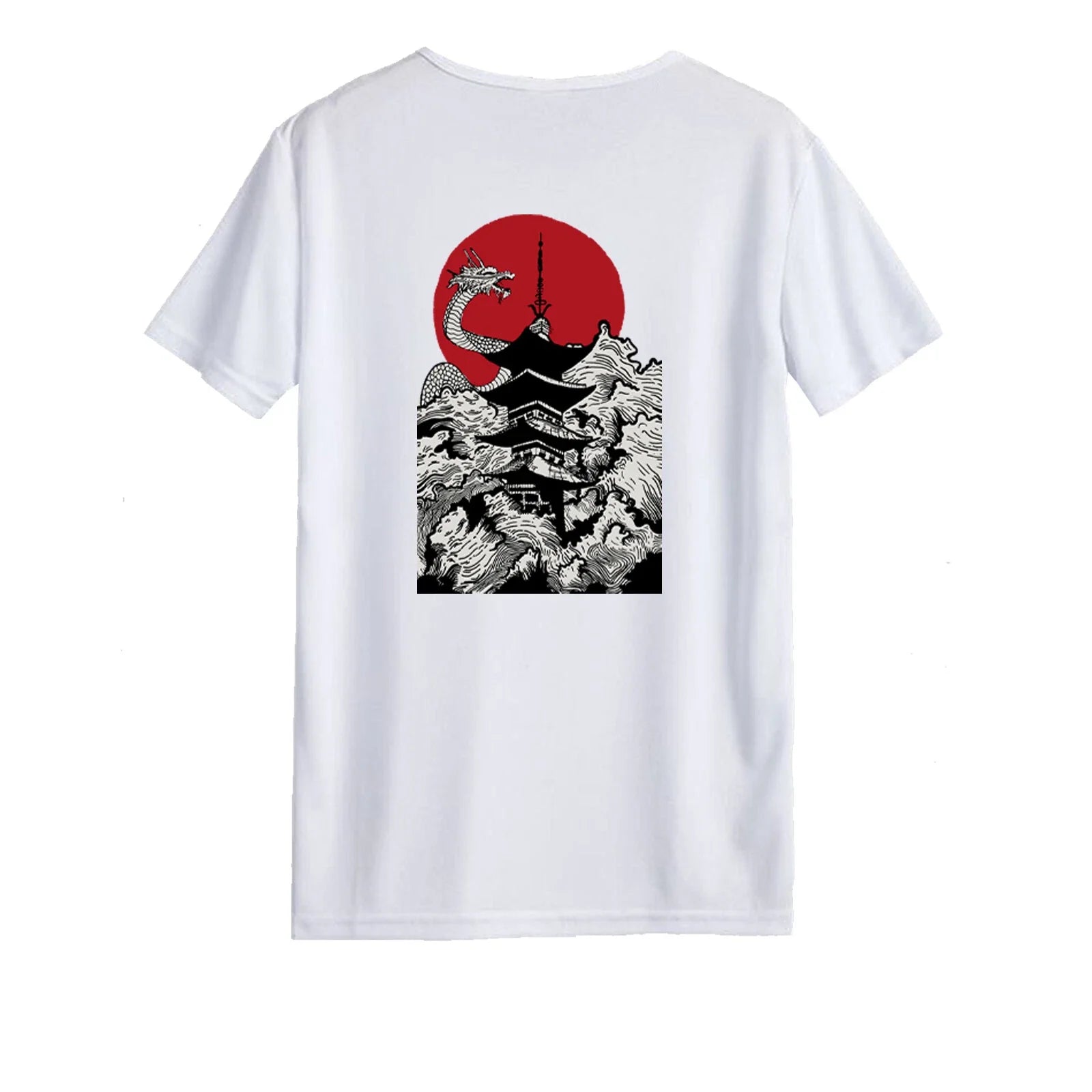 Unisex T-shirt - Pagoda Dragon - Original Summer Couple Student Cute Culture Fun Unisex T-shirt, Sweatshirt, Hoodie, Long Sleeve Tee - T-Shirt, Sweatshirt, Hoodie