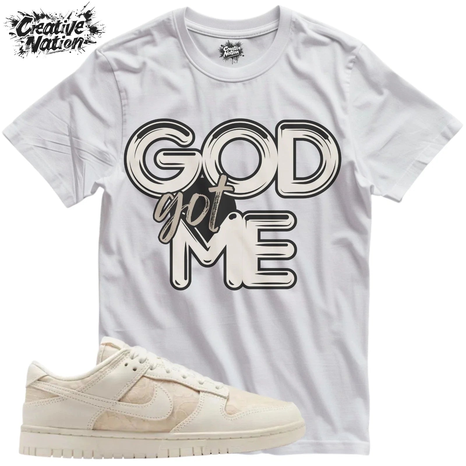 Shirt To Match Dunk Low Lace Soft Pearl Unisex Tee GOD Got Me Shirt Unisex T-shirt, Sweatshirt, Hoodie, Long Sleeve Tee - T-Shirt, Sweatshirt, Hoodie