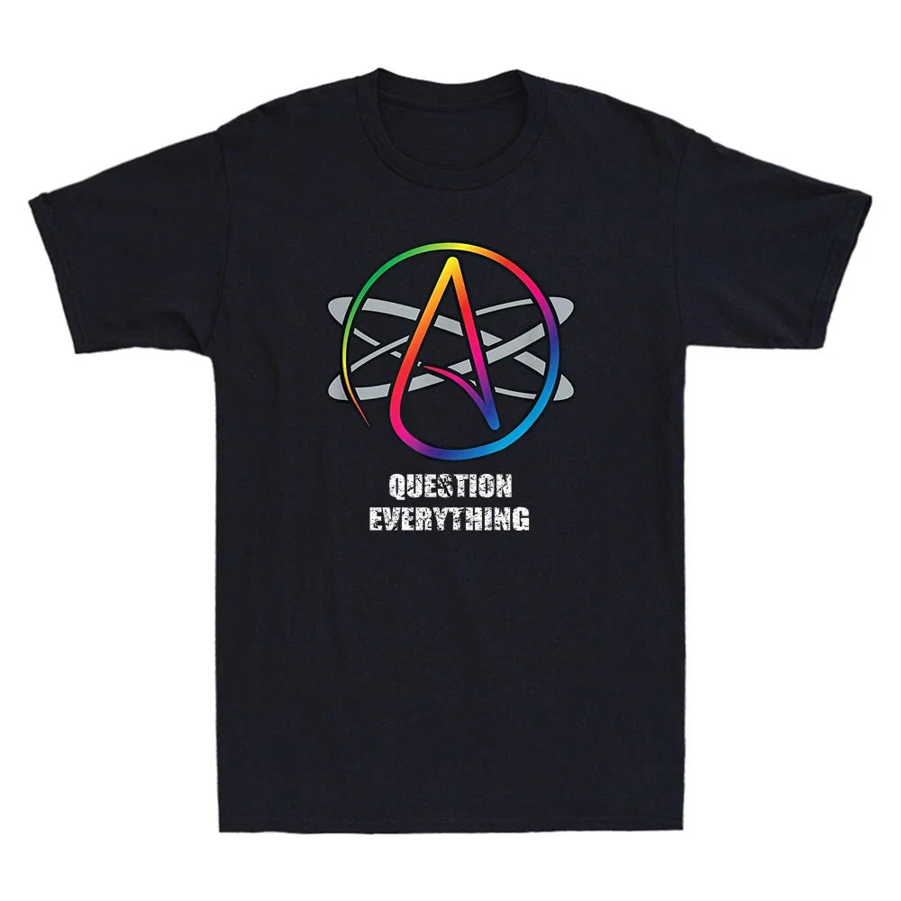 Atheist Logo Atom Symbol Question Everything Novelty Men's Short Sleeve T-Shirt Unisex T-shirt, Sweatshirt, Hoodie, Long Sleeve Tee - T-Shirt, Sweatshirt, Hoodie