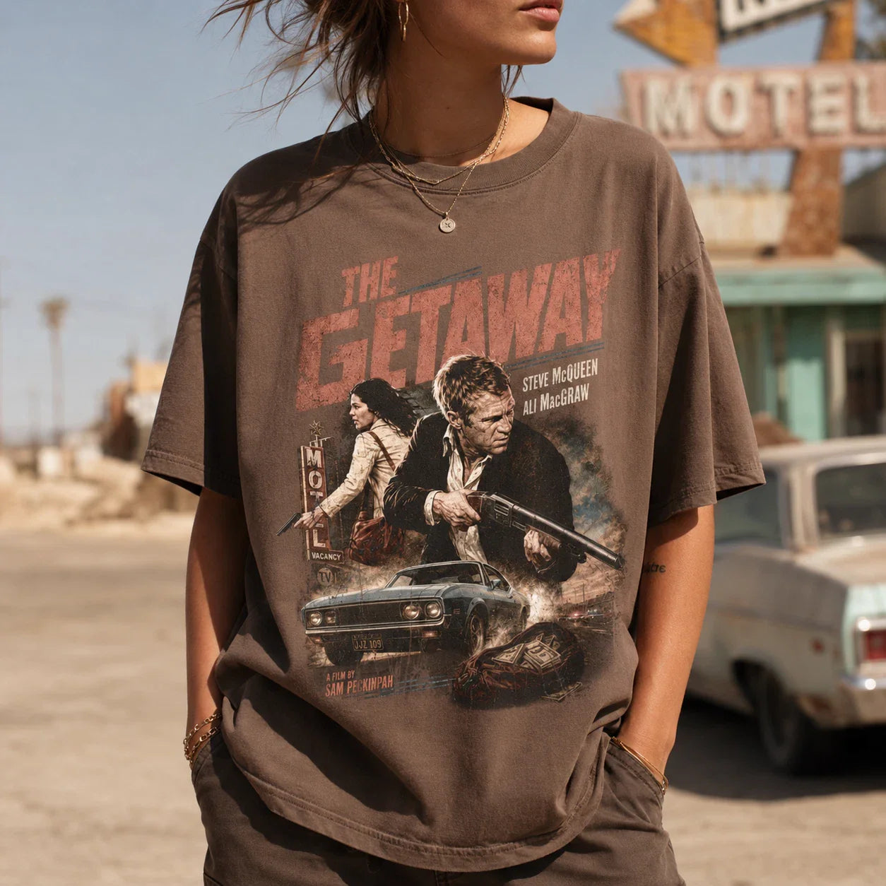 The Getaway Shirt Steve McQueen Sam Peckinpah 70s Crime Movie Tee Unisex T-shirt, Sweatshirt, Hoodie, Long Sleeve Tee - T-Shirt, Sweatshirt, Hoodie