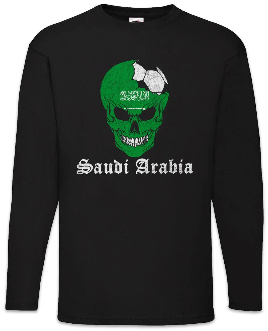 Saudi Arabia Football Skull I Men Long Sleeve T-Shirt Soccer Flag World Unisex T-shirt, Sweatshirt, Hoodie, Long Sleeve Tee - T-Shirt, Sweatshirt, Hoodie