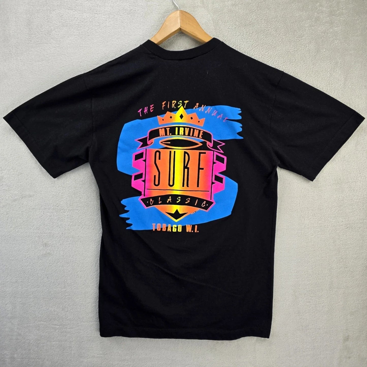 First Annual Mt. Irvine Surf Classic Shirt Mens Medium Black Y2K Tobago WI Unisex T-shirt, Sweatshirt, Hoodie, Long Sleeve Tee - T-Shirt, Sweatshirt, Hoodie