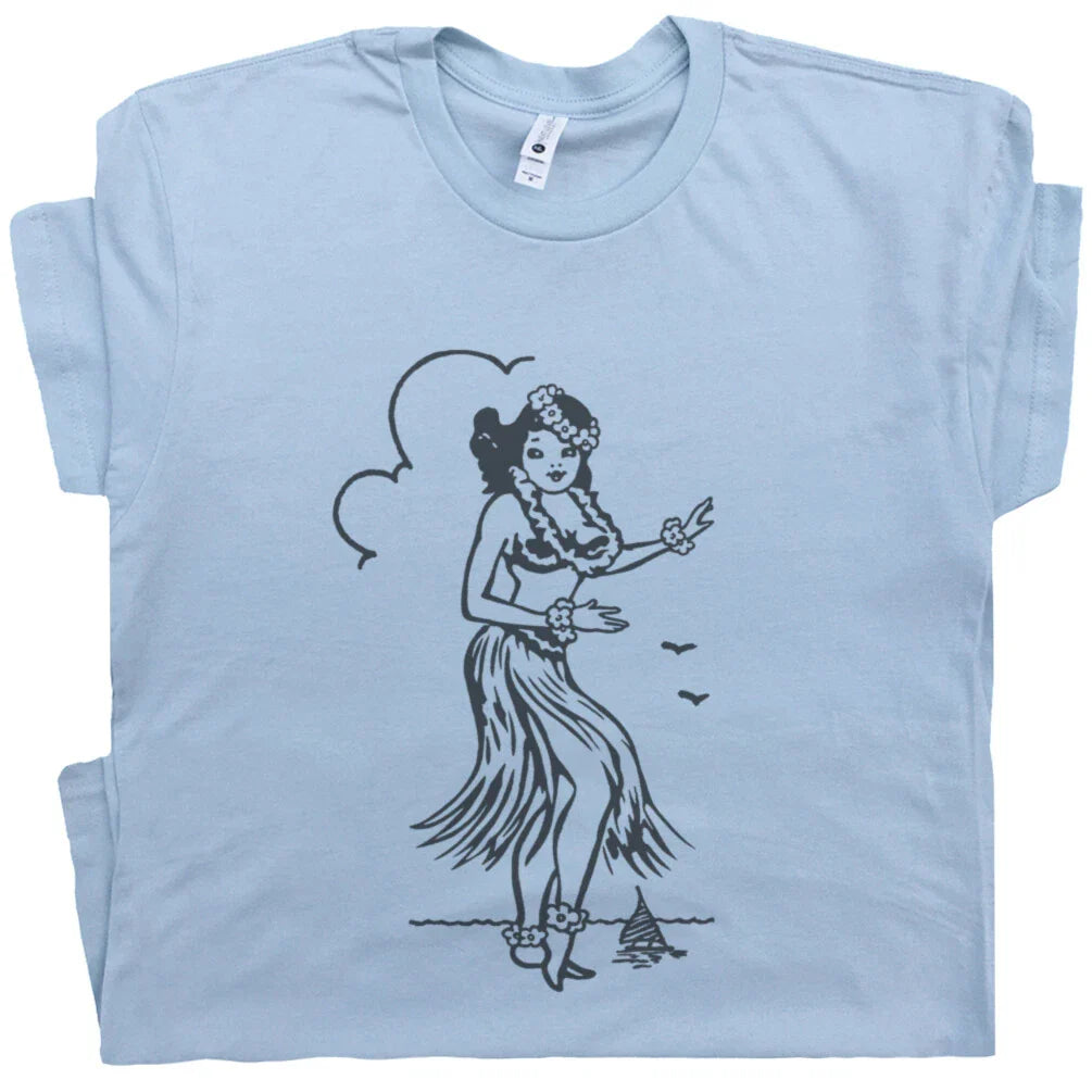 Hula Girl T Shirt Hawaii Vintage Retro Navy Surfing Sailboat Tiki Bar Men Women Unisex T-shirt, Sweatshirt, Hoodie, Long Sleeve Tee - T-Shirt, Sweatshirt, Hoodie